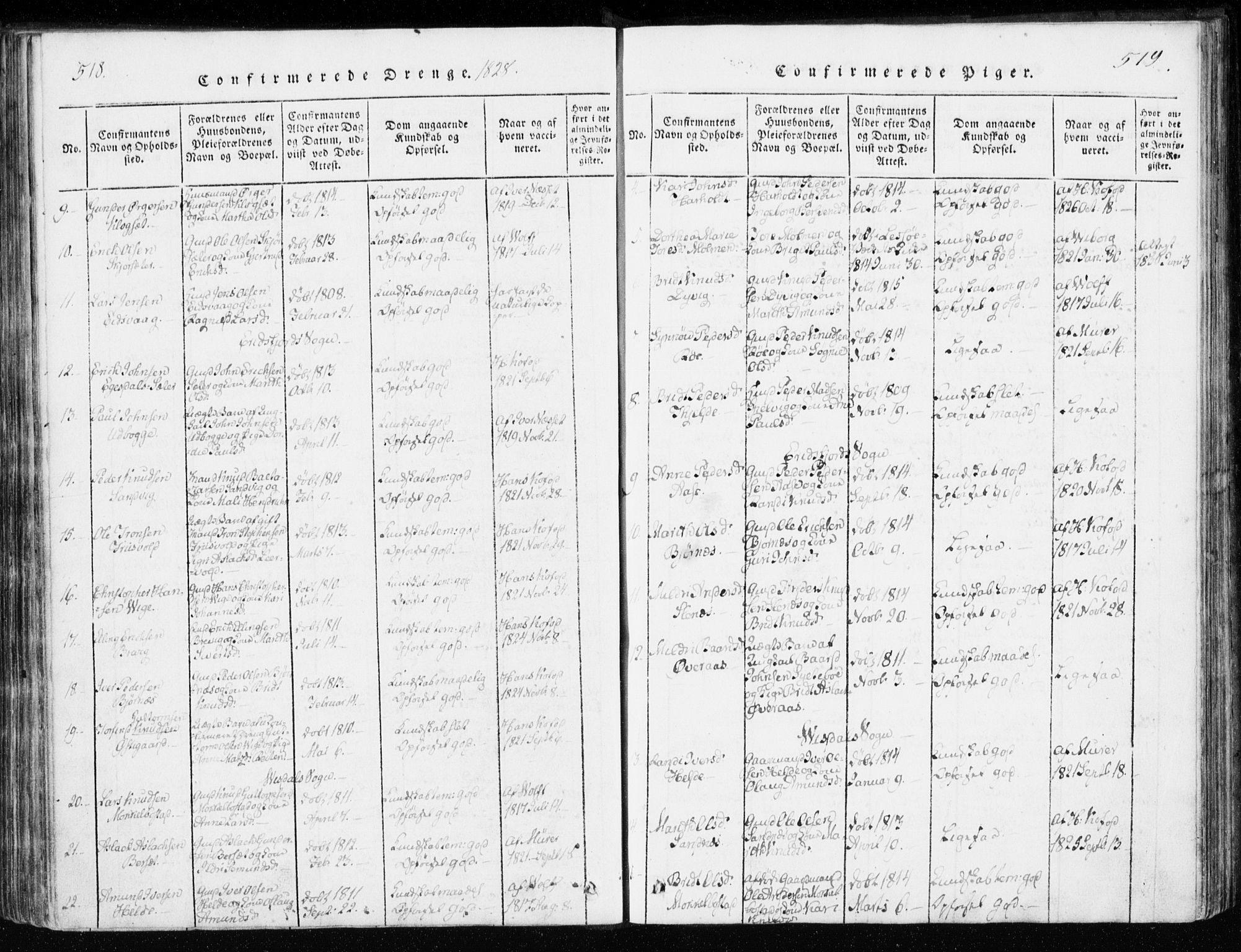 Ministerialprotokoller, klokkerbøker og fødselsregistre - Møre og Romsdal, AV/SAT-A-1454/551/L0623: Parish register (official) no. 551A03, 1818-1831, p. 518-519