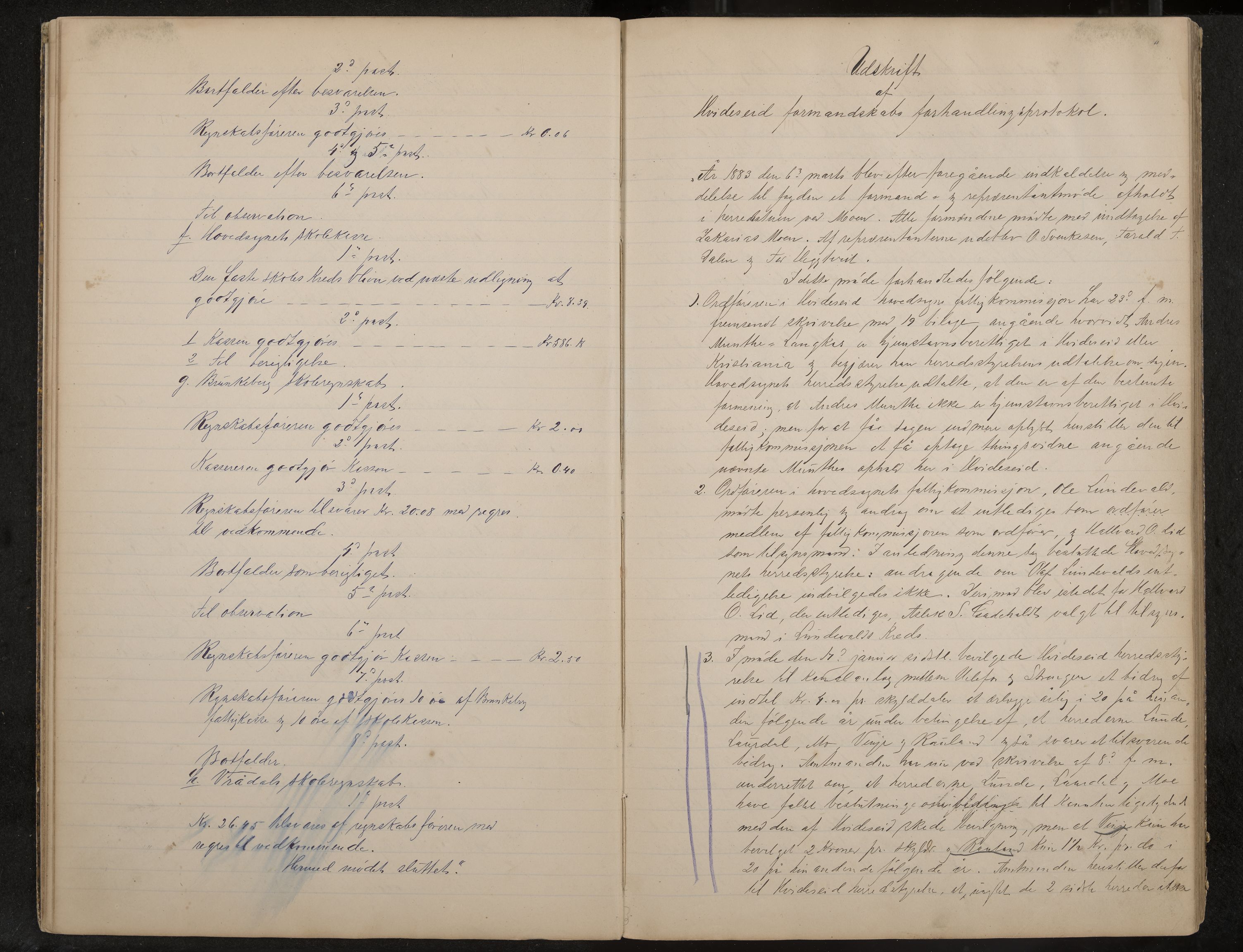 Kviteseid formannskap og sentraladministrasjon, IKAK/0829021/A/Aa/L0002: Utskrift av møtebok, 1882-1888, p. 11