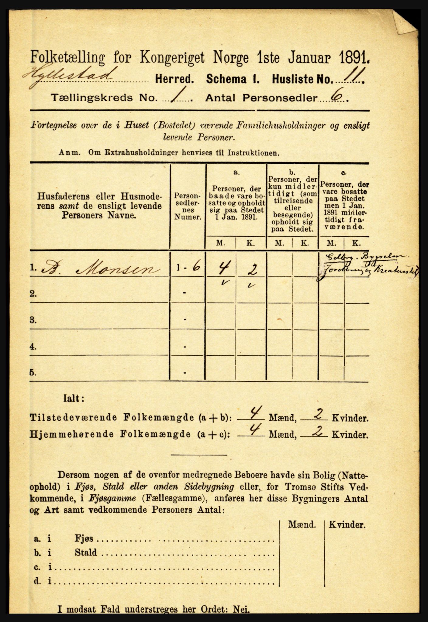 RA, 1891 census for 1413 Hyllestad, 1891, p. 51