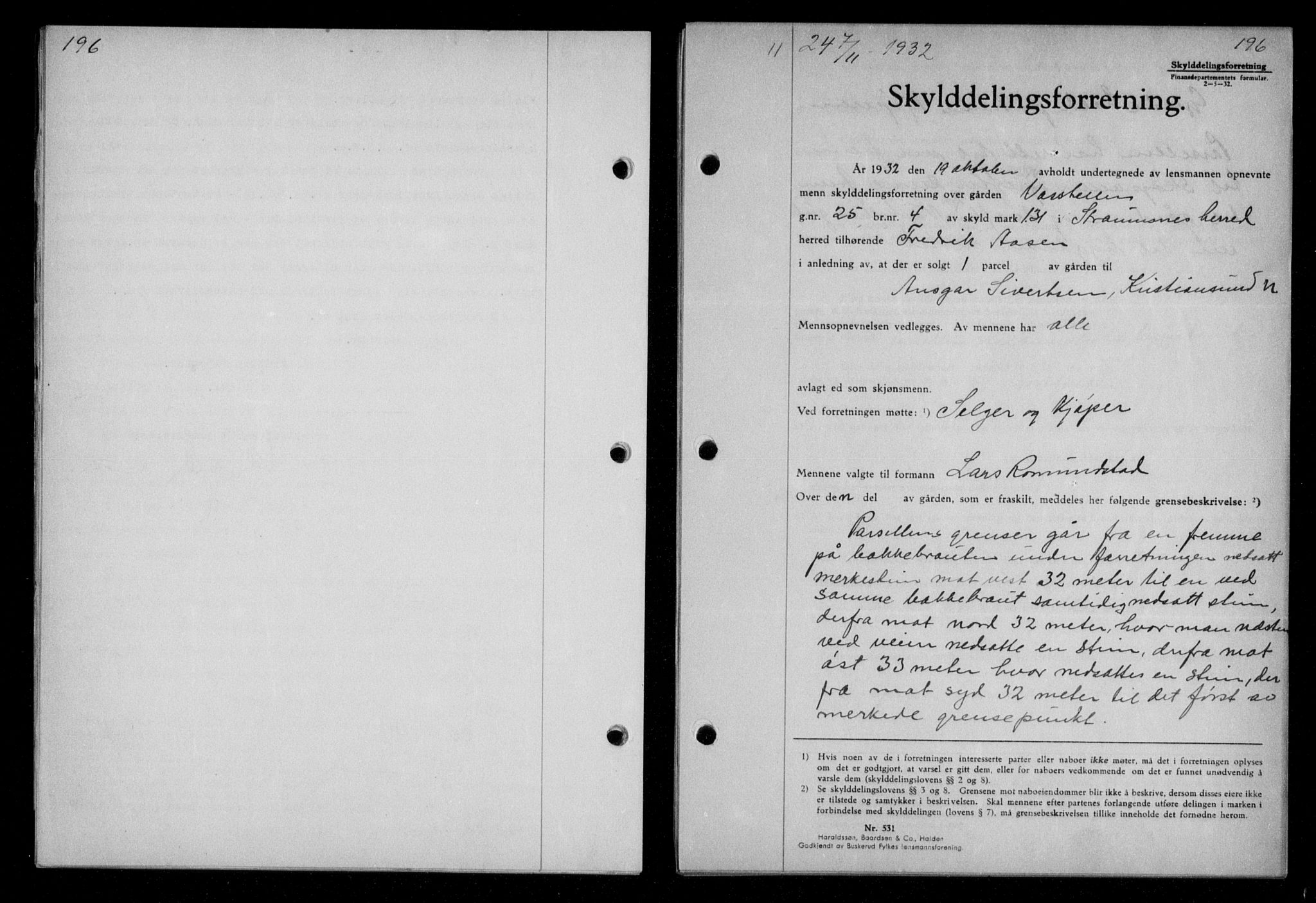 Nordmøre sorenskriveri, AV/SAT-A-4132/1/2/2Ca/L0076: Mortgage book no. 66, 1932-1933, Deed date: 07.11.1932