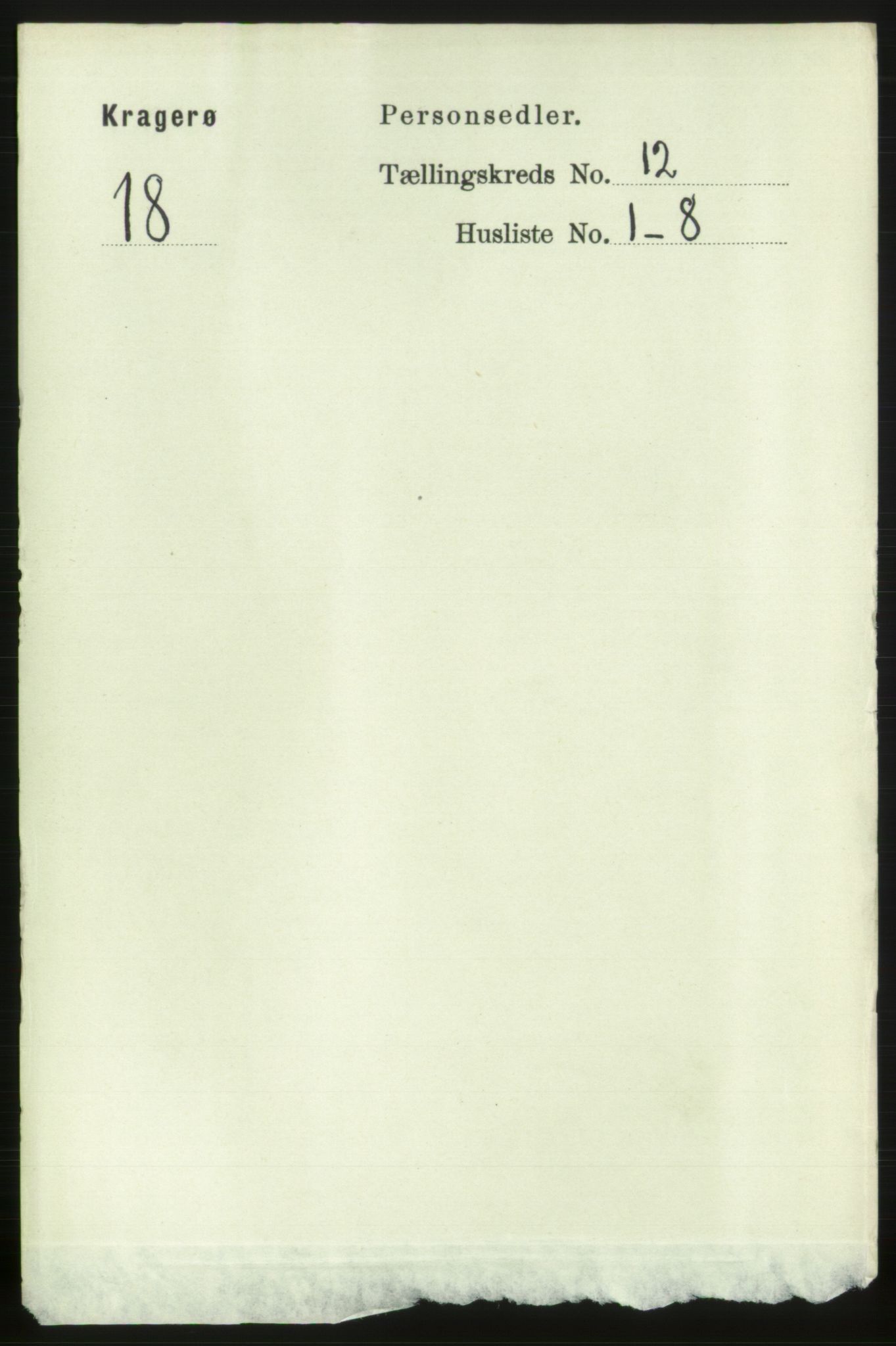 RA, 1891 census for 0801 Kragerø, 1891, p. 3916