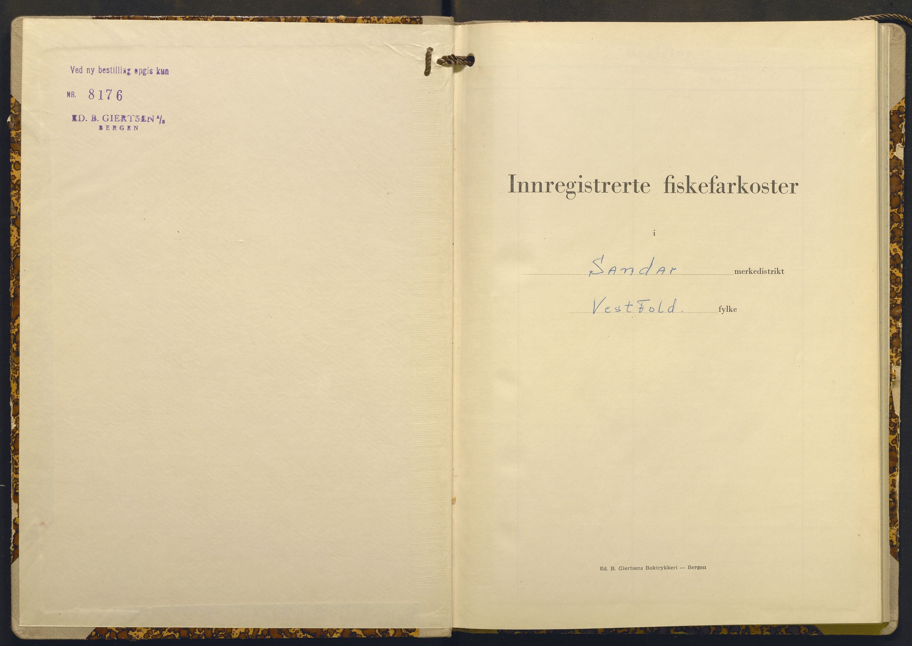 Fiskeridirektoratet - 1 Adm. ledelse - 13 Båtkontoret, AV/SAB-A-2003/I/Ia/Iaj/L0037: 135.1016/2 Merkeprotokoll - Sandar, 1961-1967