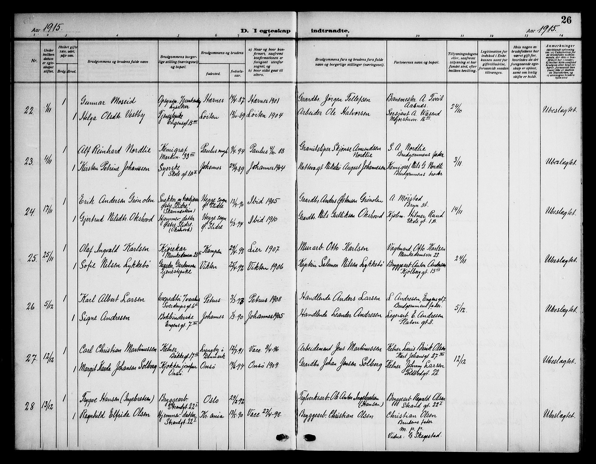 Piperviken prestekontor Kirkebøker, AV/SAO-A-10874/F/L0002: Parish register (official) no. 2, 1911-1952, p. 26