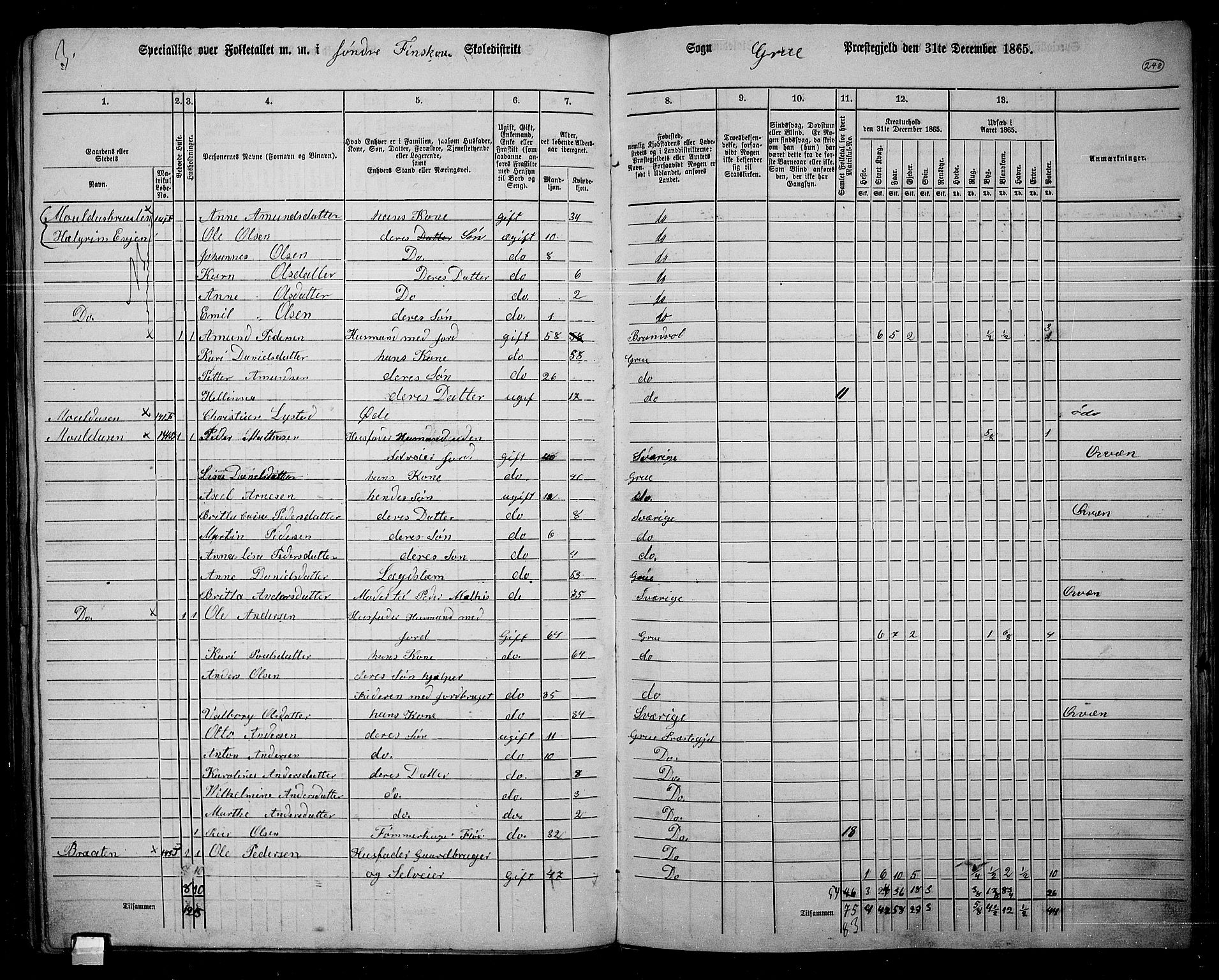 RA, 1865 census for Grue, 1865, p. 218