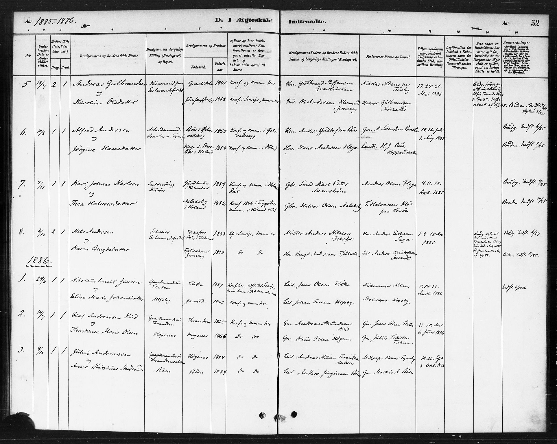 Rødenes prestekontor Kirkebøker, AV/SAO-A-2005/F/Fb/L0001: Parish register (official) no. II 1, 1880-1889, p. 52