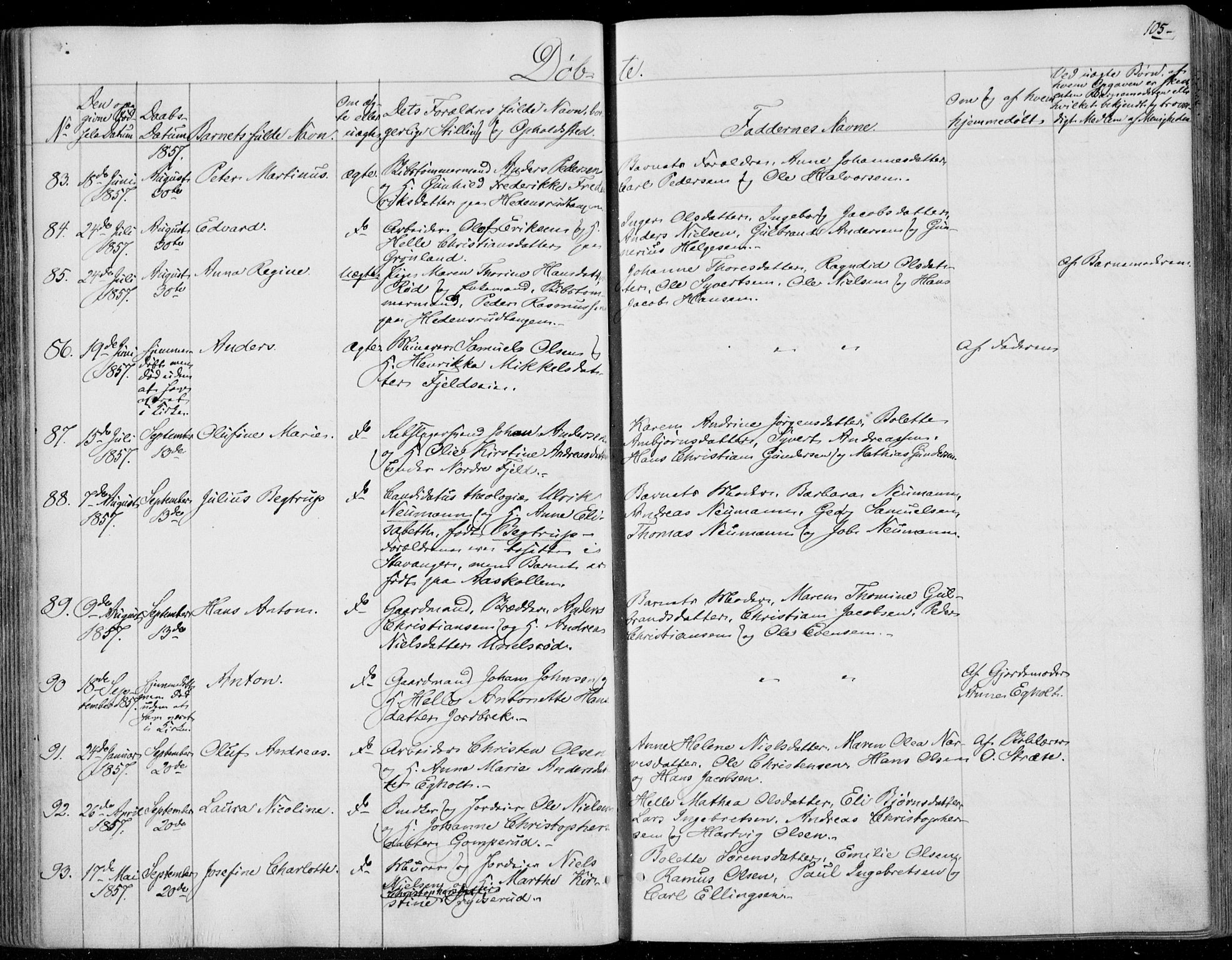 Skoger kirkebøker, AV/SAKO-A-59/F/Fa/L0003: Parish register (official) no. I 3, 1842-1861, p. 105