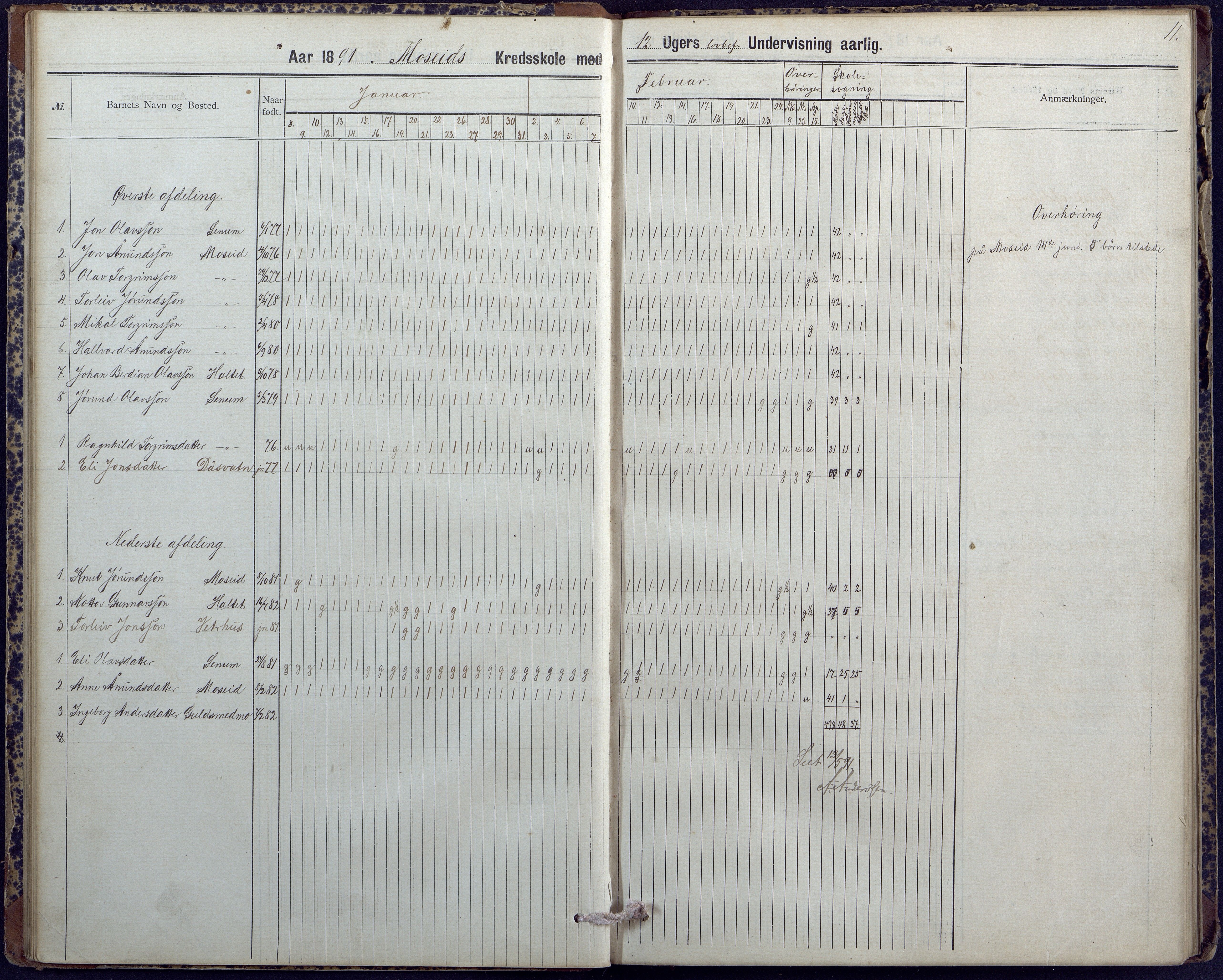 Hornnes kommune, Moi, Moseid, Kjetså skolekretser, AAKS/KA0936-550e/F1/L0004: Dagbok. Moseid, Moi, 1886-1891, p. 11