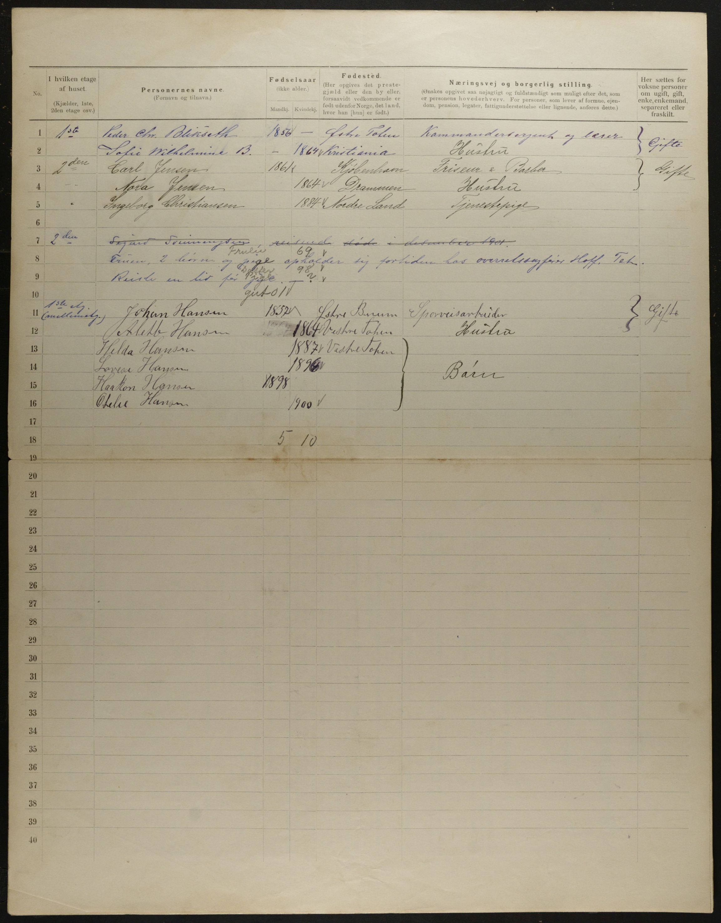 OBA, Municipal Census 1901 for Kristiania, 1901, p. 9197