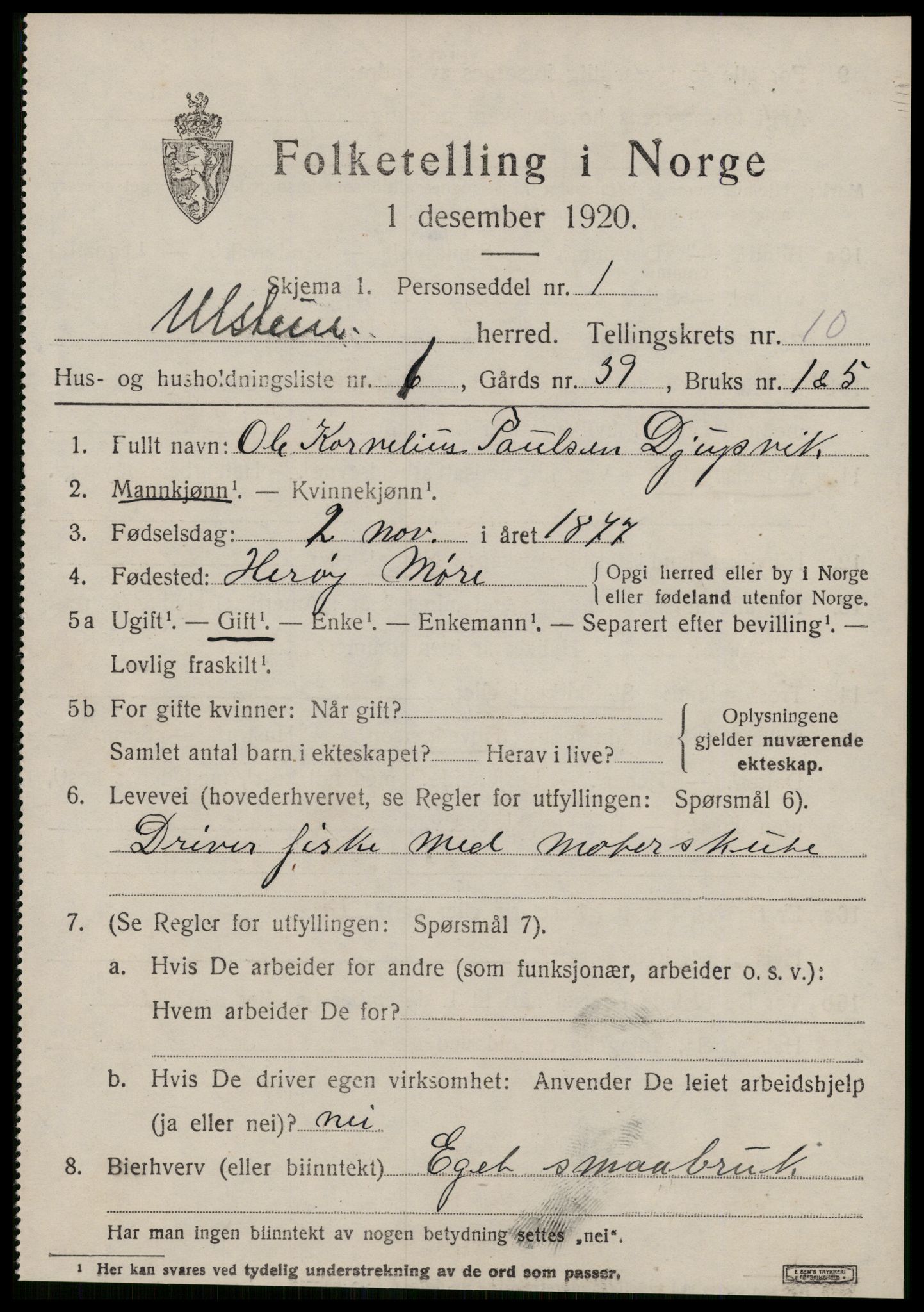 SAT, 1920 census for Ulstein, 1920, p. 5314