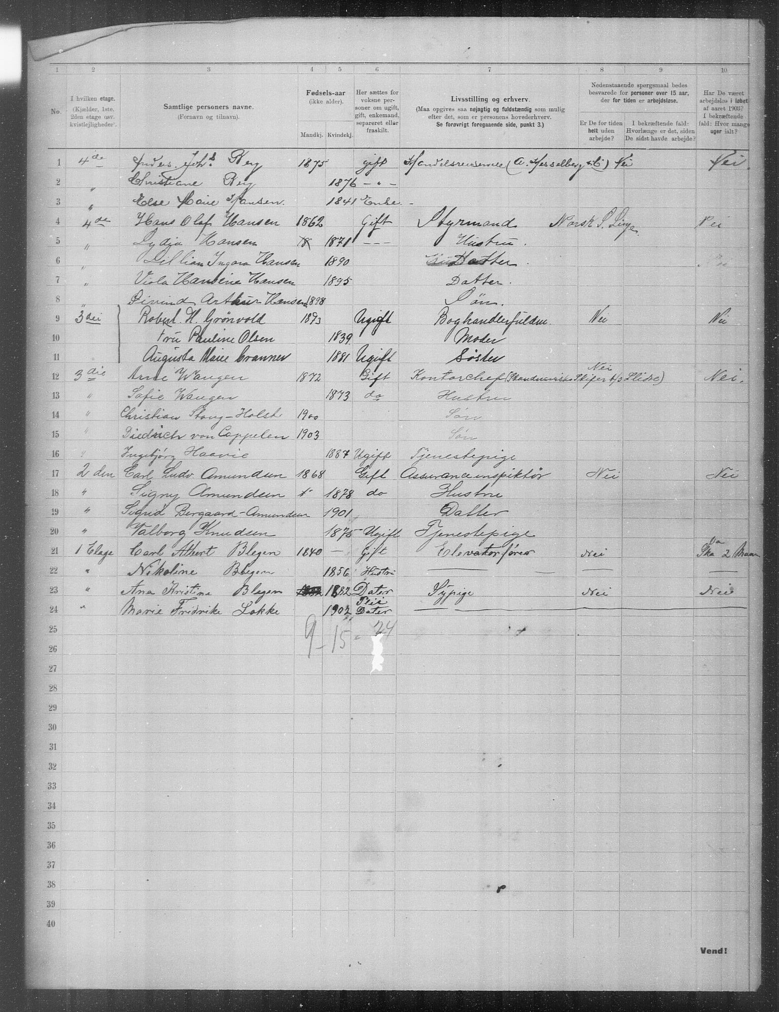 OBA, Municipal Census 1903 for Kristiania, 1903, p. 23465