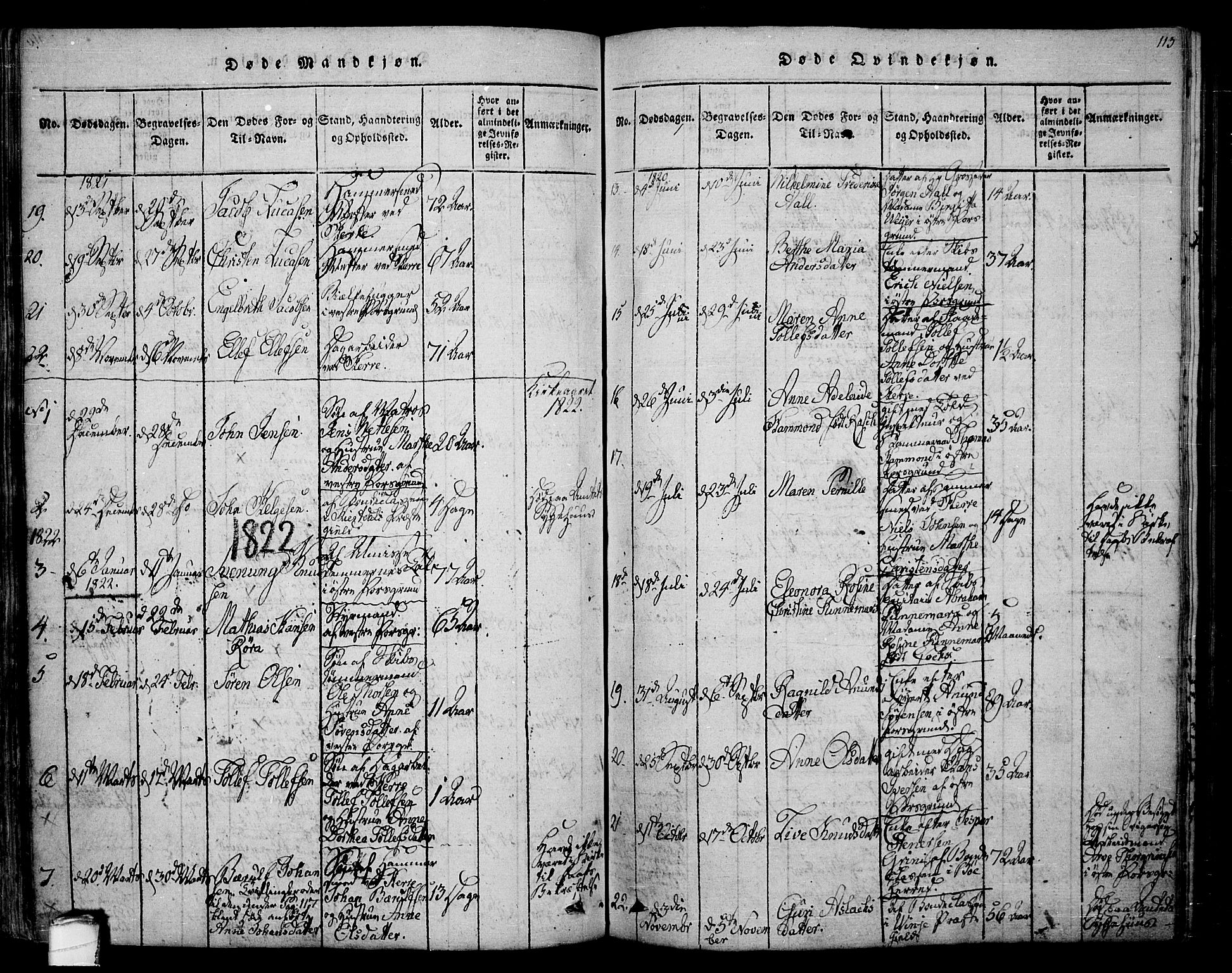 Porsgrunn kirkebøker , AV/SAKO-A-104/F/Fa/L0004: Parish register (official) no. 4, 1814-1828, p. 113