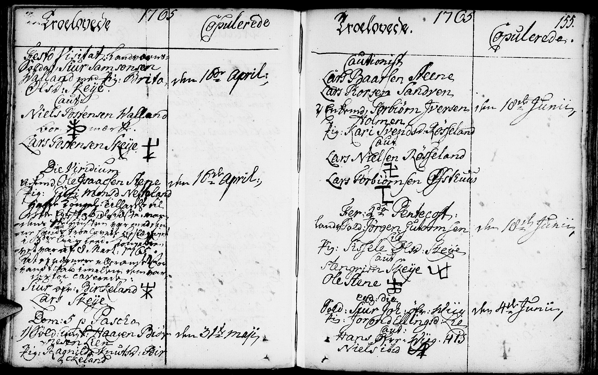 Kvam sokneprestembete, SAB/A-76201/H/Haa: Parish register (official) no. A 3, 1743-1795, p. 155
