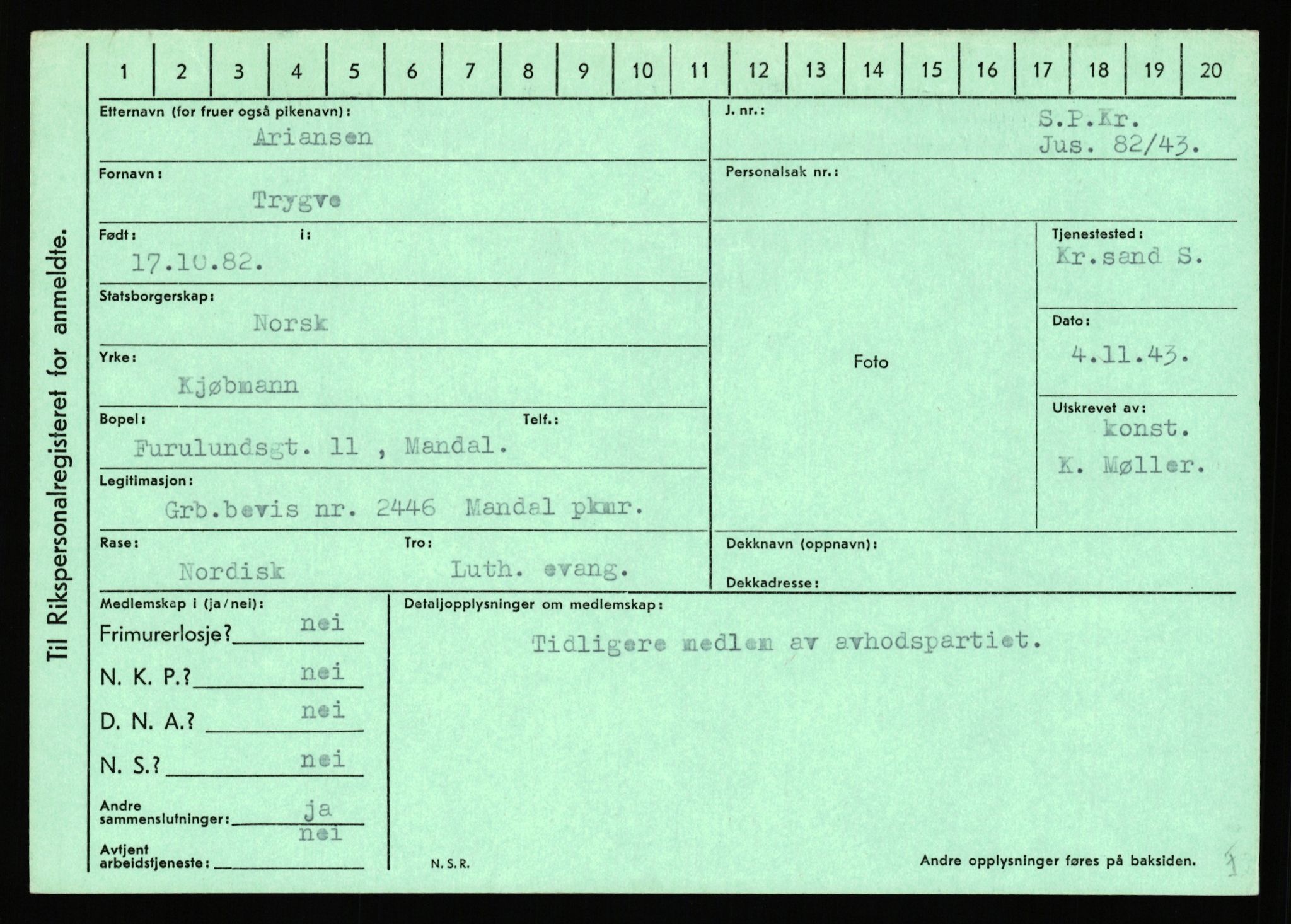 Statspolitiet - Hovedkontoret / Osloavdelingen, AV/RA-S-1329/C/Ca/L0001: Aabakken - Armann, 1943-1945, p. 5324