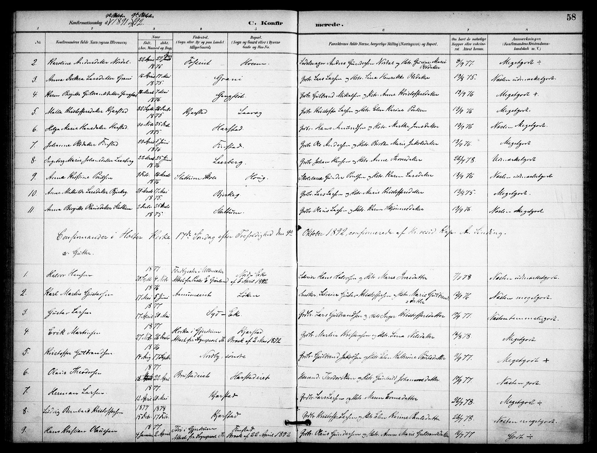 Nannestad prestekontor Kirkebøker, AV/SAO-A-10414a/F/Fb/L0002: Parish register (official) no. II 2, 1891-1909, p. 58
