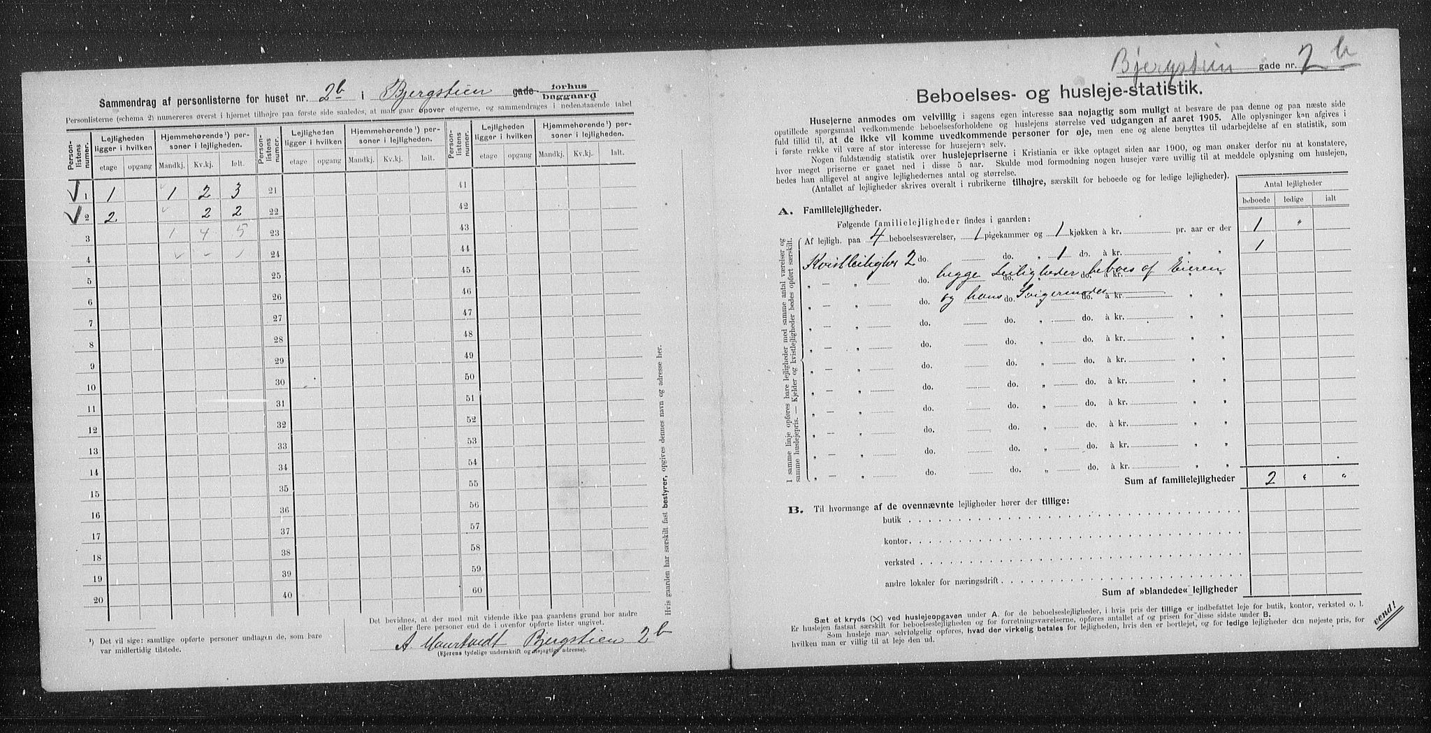 OBA, Municipal Census 1905 for Kristiania, 1905, p. 2639