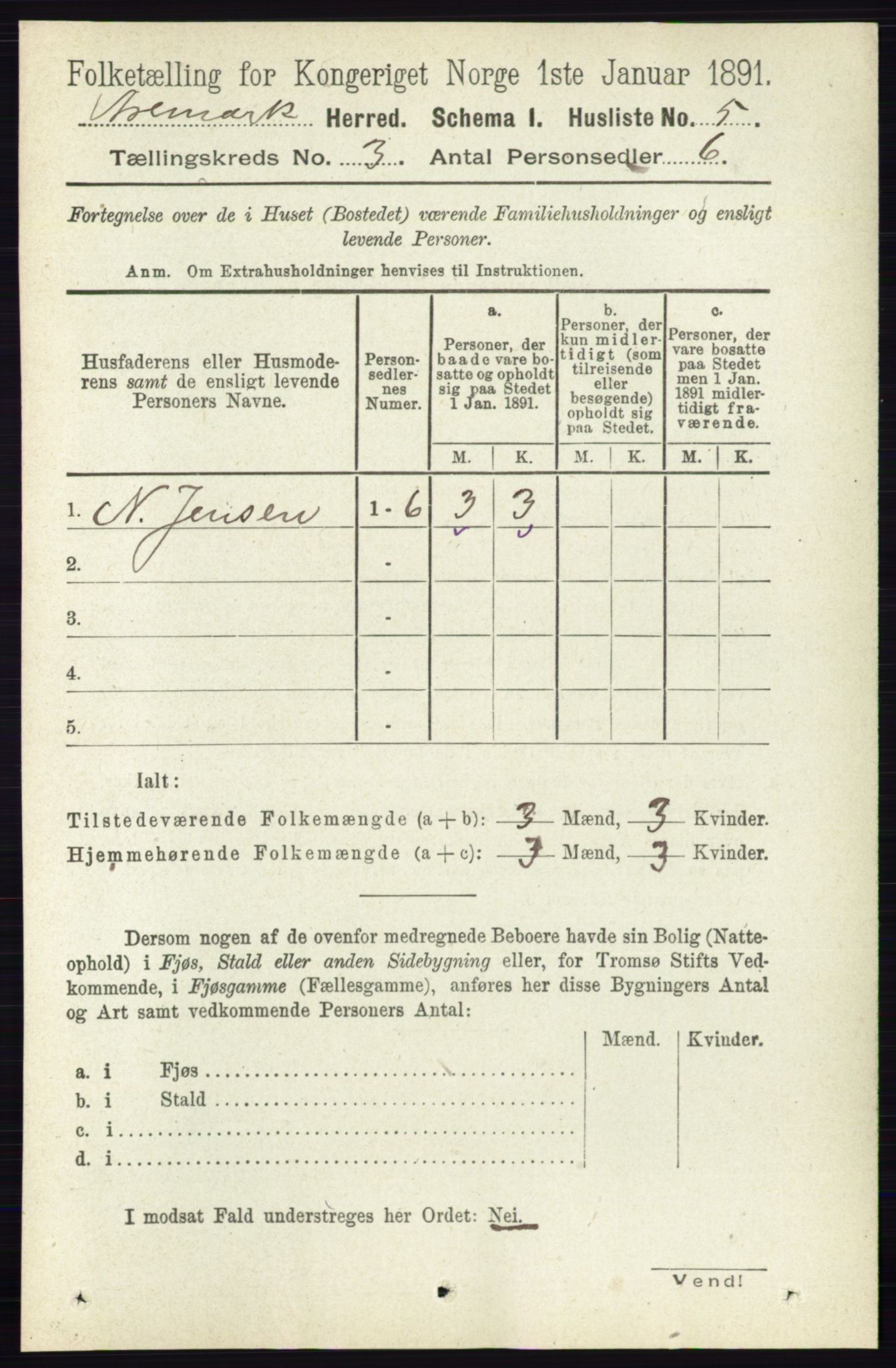 RA, 1891 census for 0118 Aremark, 1891, p. 1344