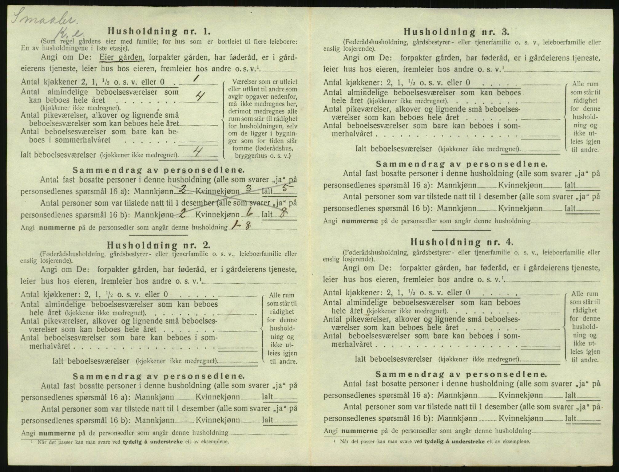 SAK, 1920 census for Herefoss, 1920, p. 33