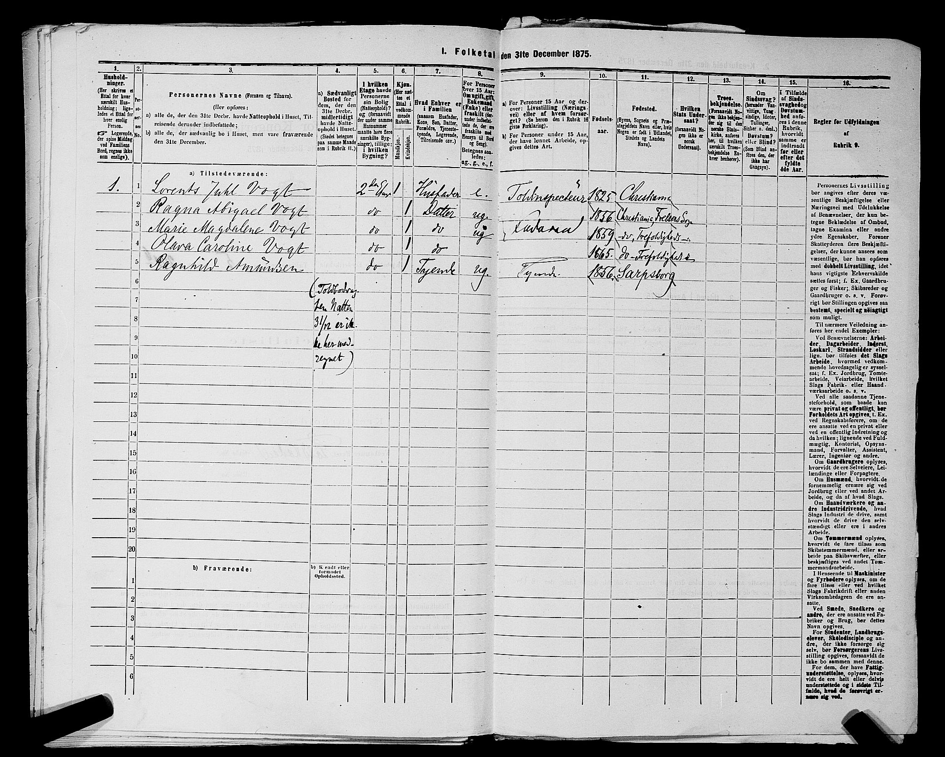 RA, 1875 census for 0101P Fredrikshald, 1875, p. 575