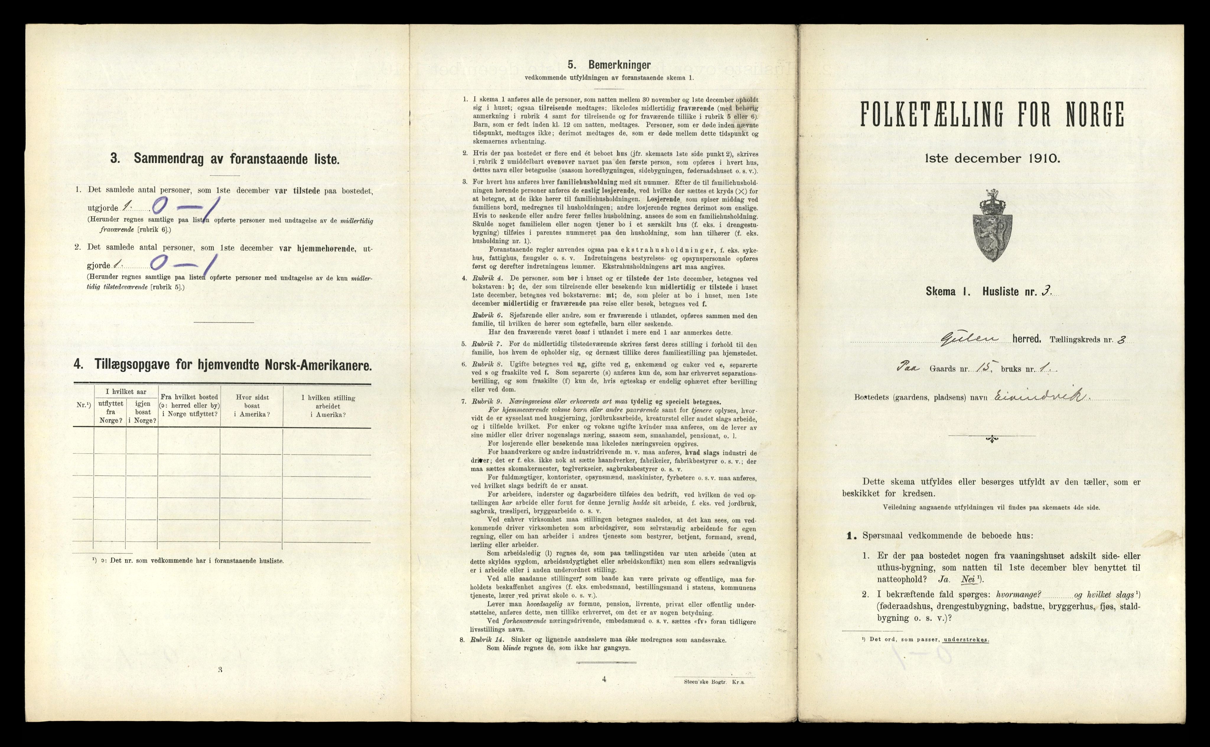 RA, 1910 census for Gulen, 1910, p. 220