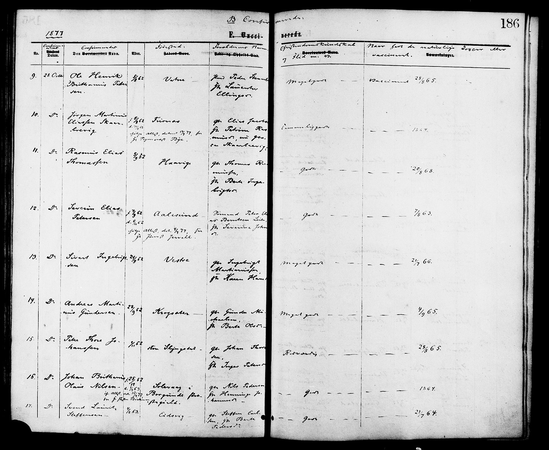 Ministerialprotokoller, klokkerbøker og fødselsregistre - Møre og Romsdal, SAT/A-1454/525/L0373: Parish register (official) no. 525A03, 1864-1879, p. 186