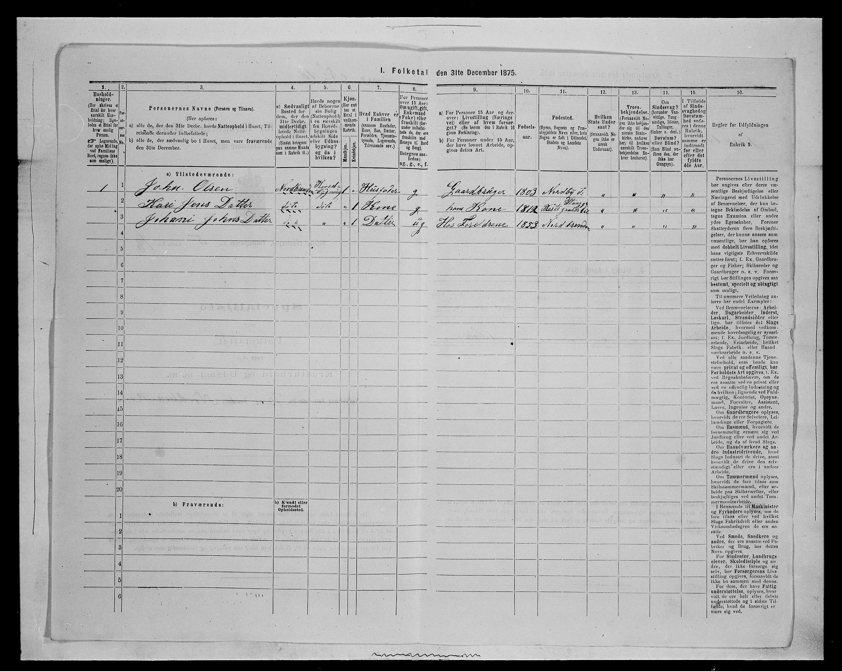 SAH, 1875 census for 0428P Trysil, 1875, p. 709