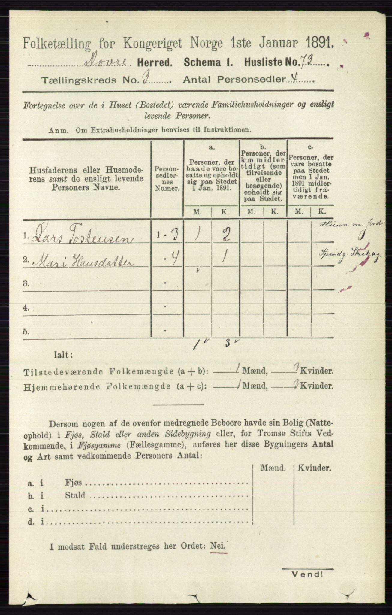 RA, 1891 census for 0511 Dovre, 1891, p. 1388