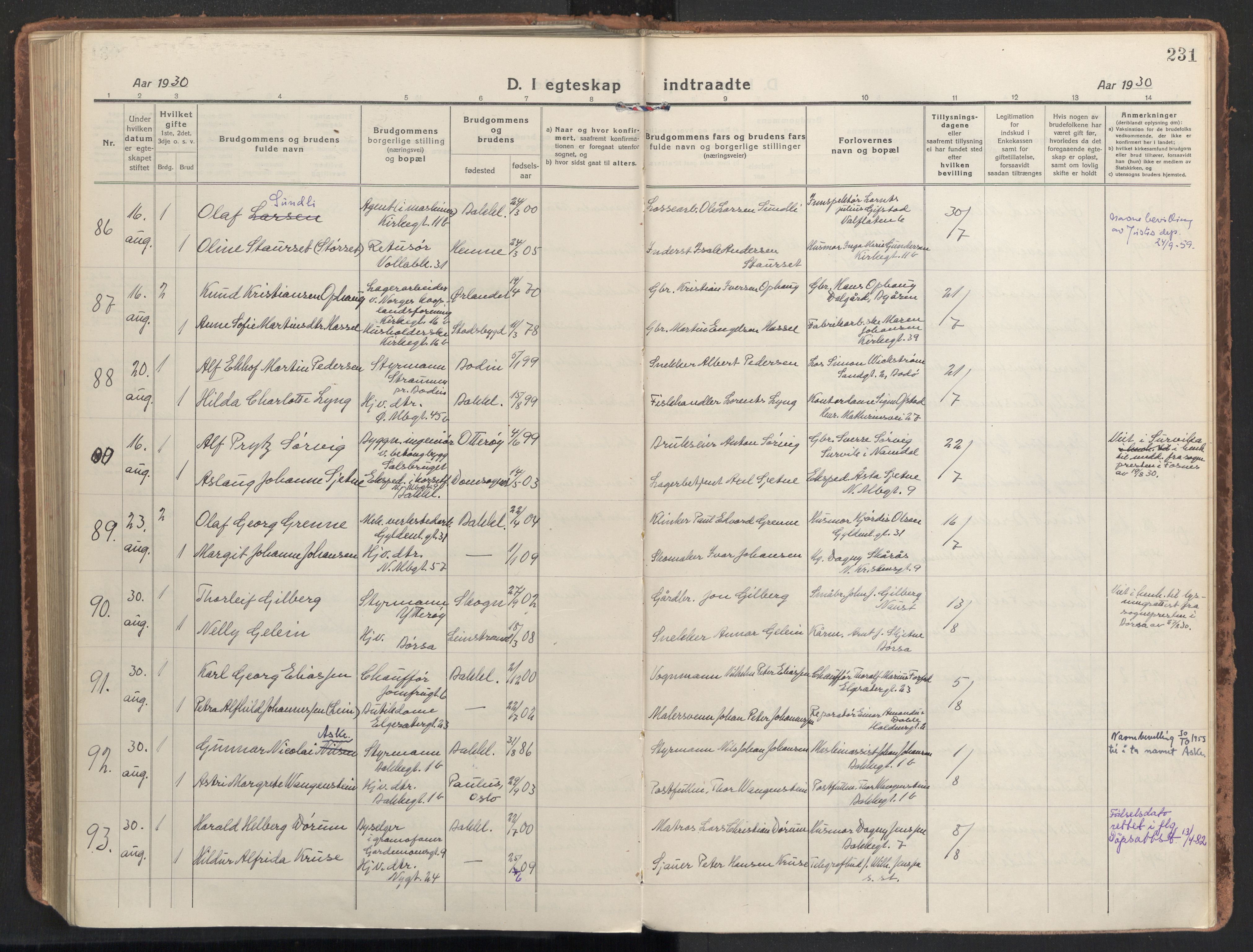 Ministerialprotokoller, klokkerbøker og fødselsregistre - Sør-Trøndelag, AV/SAT-A-1456/604/L0206: Parish register (official) no. 604A26, 1917-1931, p. 231