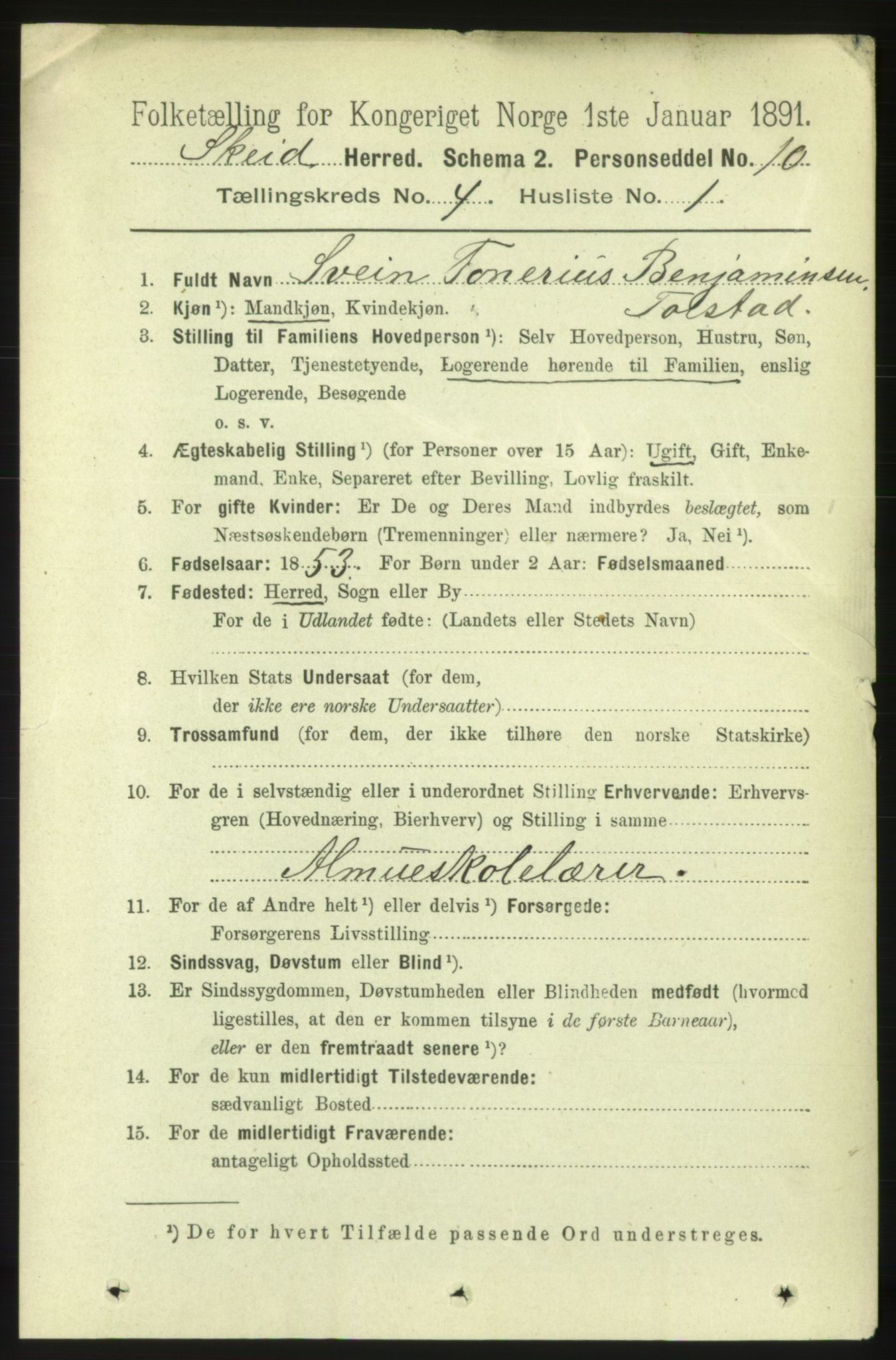 RA, 1891 census for 1732 Skei, 1891, p. 1366