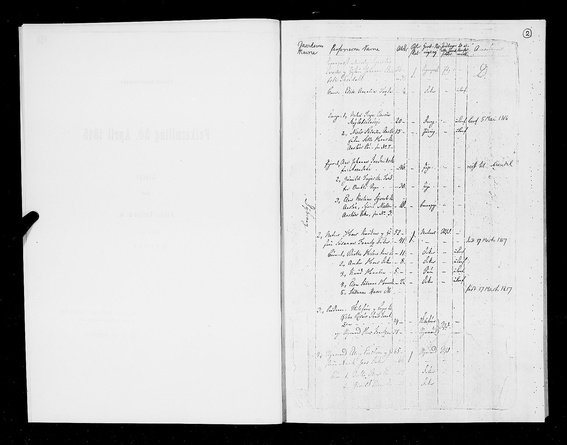 RA, Census 1815, vol. 1b: Dypvåg parish, 1815, p. 3