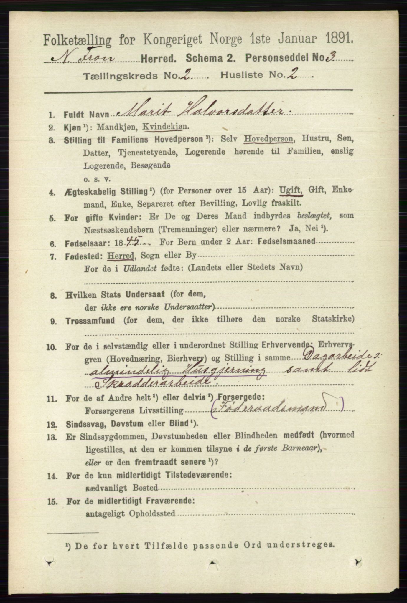 RA, 1891 census for 0518 Nord-Fron, 1891, p. 349