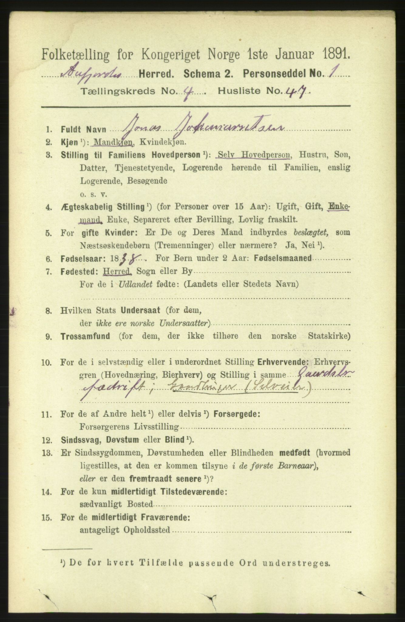 RA, 1891 census for 1630 Åfjord, 1891, p. 1142