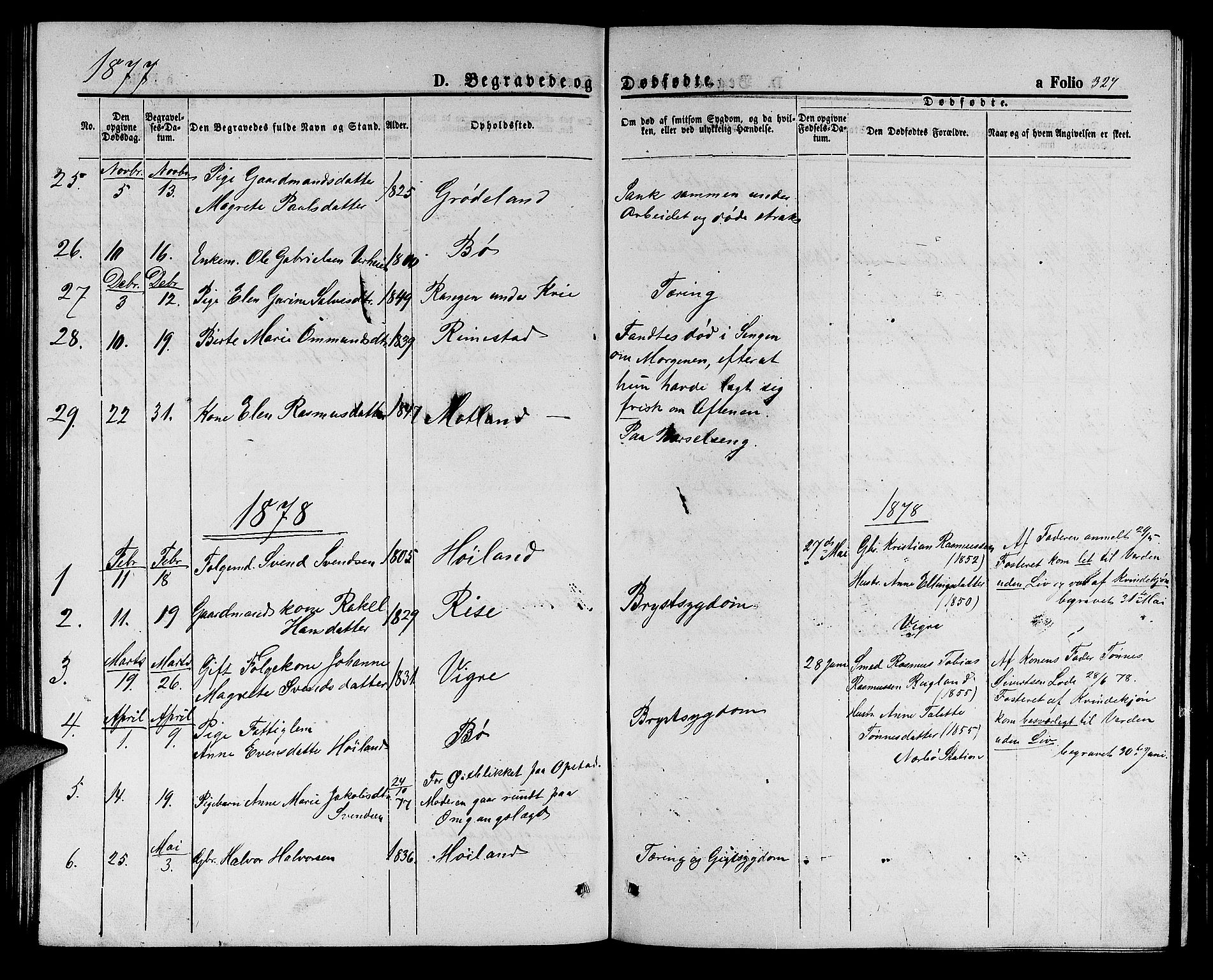 Hå sokneprestkontor, AV/SAST-A-101801/001/30BB/L0001: Parish register (copy) no. B 1, 1854-1883, p. 327