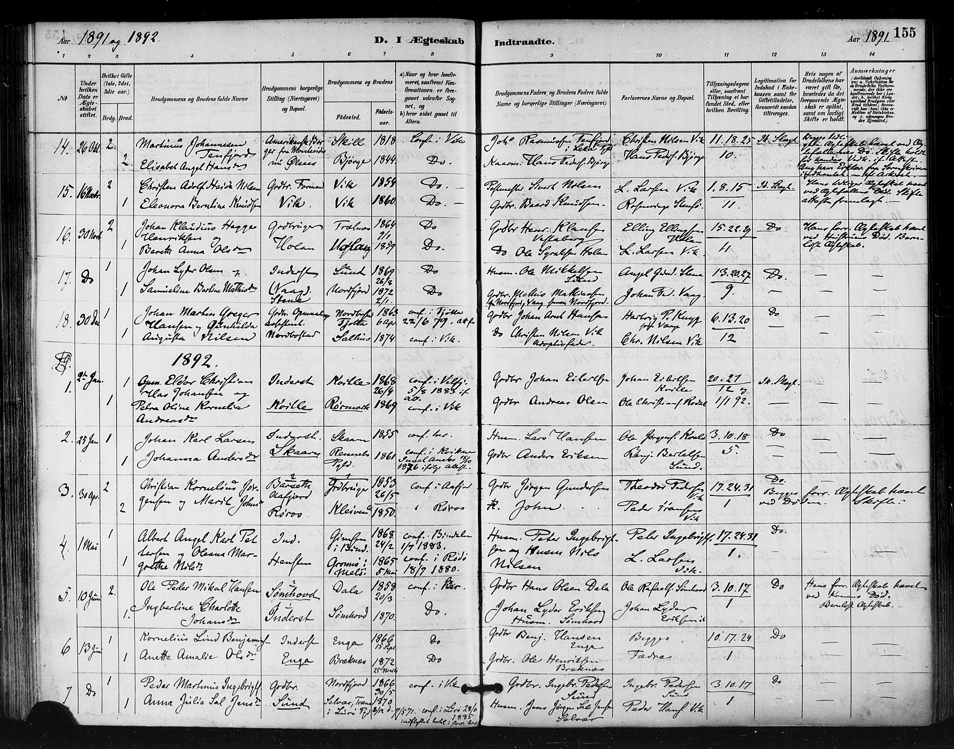 Ministerialprotokoller, klokkerbøker og fødselsregistre - Nordland, SAT/A-1459/812/L0178: Parish register (official) no. 812A07, 1886-1900, p. 155
