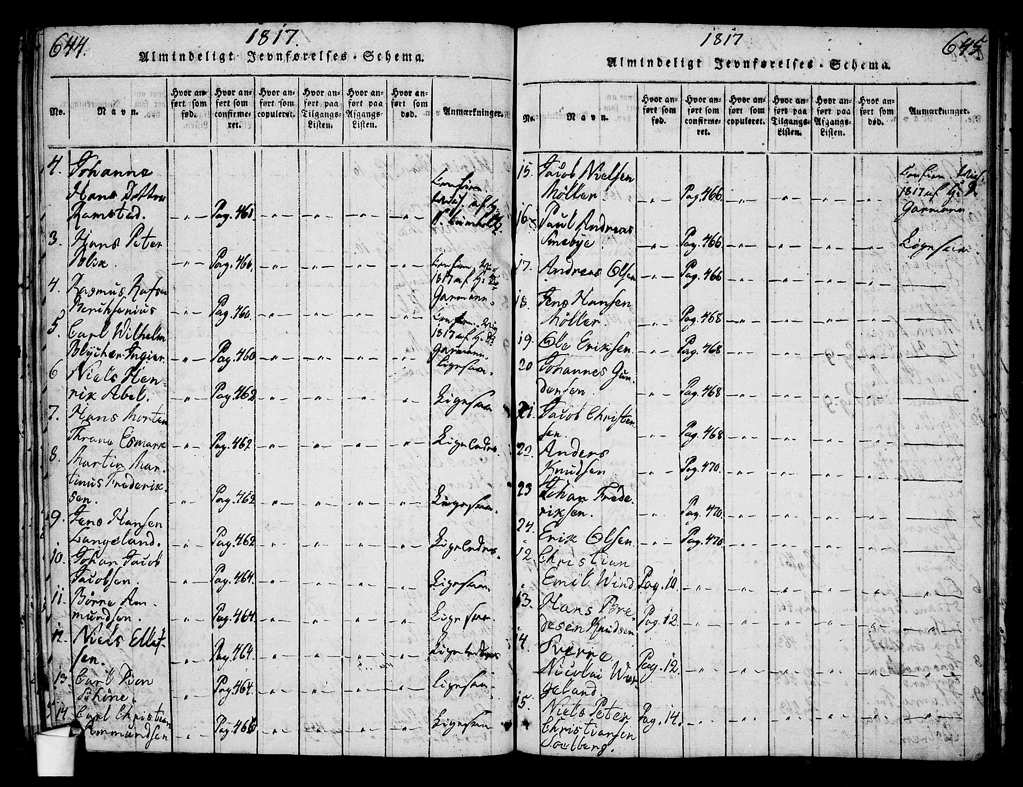 Oslo domkirke Kirkebøker, AV/SAO-A-10752/G/Ga/L0001: Parish register (copy) no. 1, 1817-1825, p. 644-645