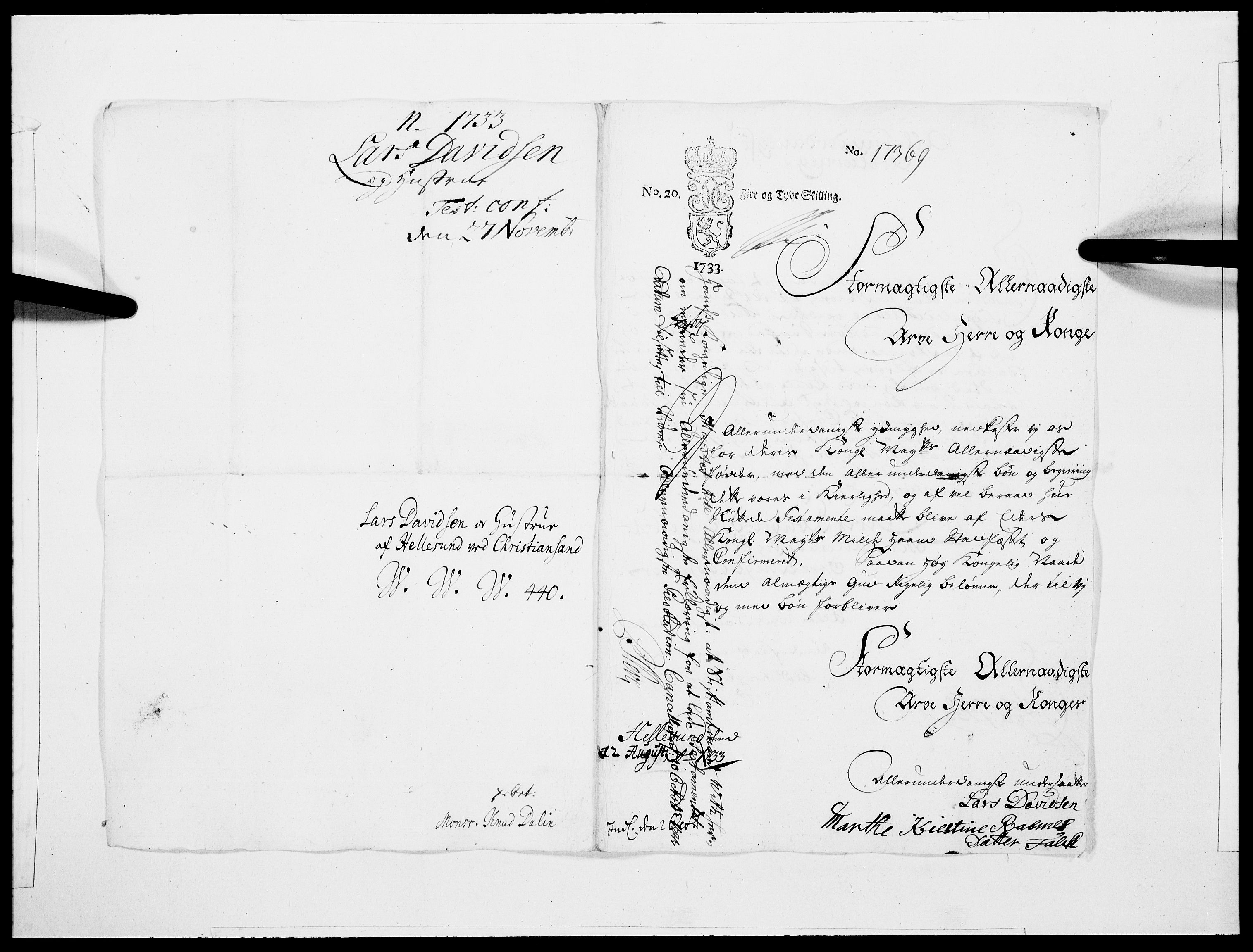 Danske Kanselli 1572-1799, AV/RA-EA-3023/F/Fc/Fcc/Fcca/L0114: Norske innlegg 1572-1799, 1733, p. 290