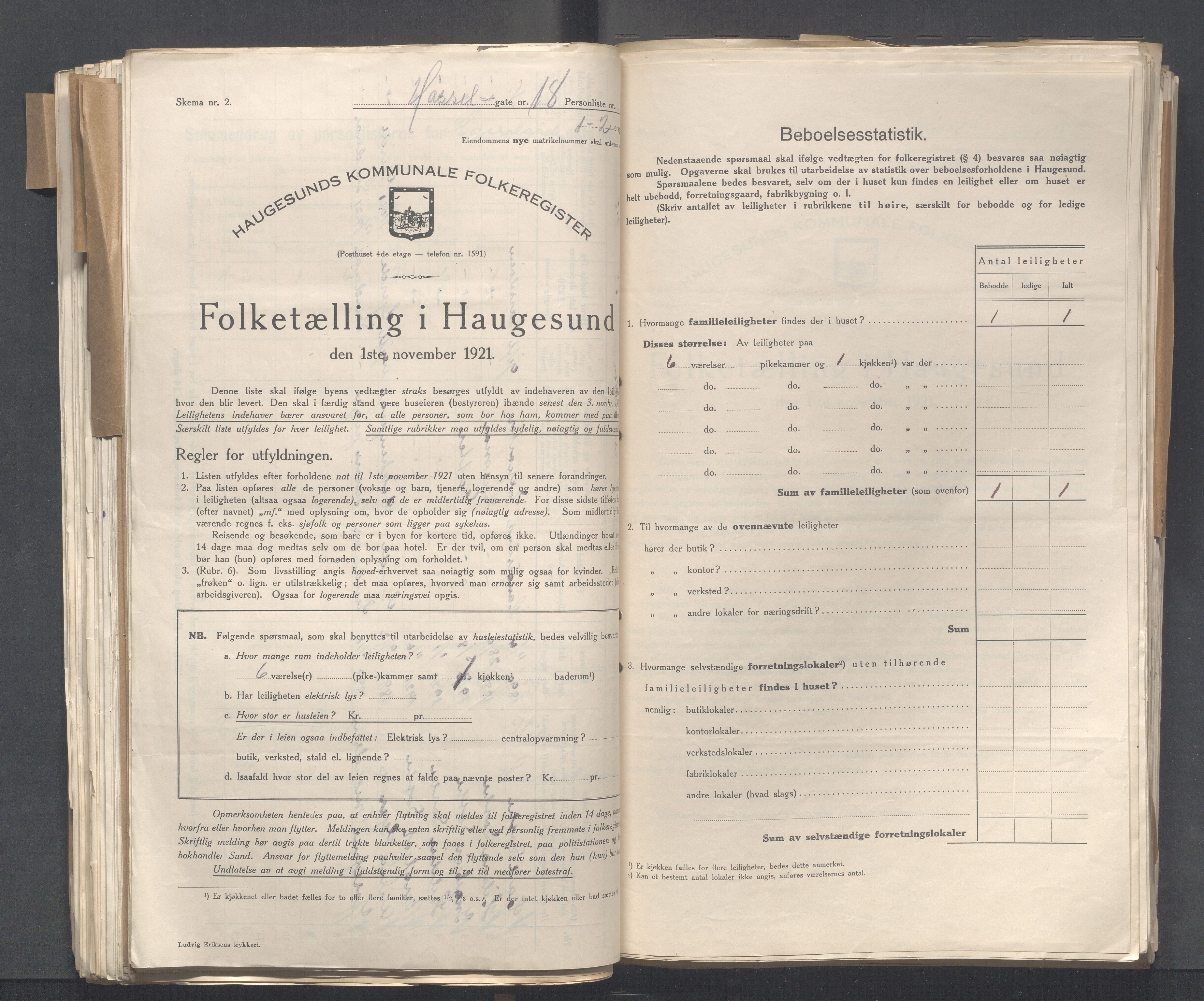 IKAR, Local census 1.11.1921 for Haugesund, 1921, p. 6015