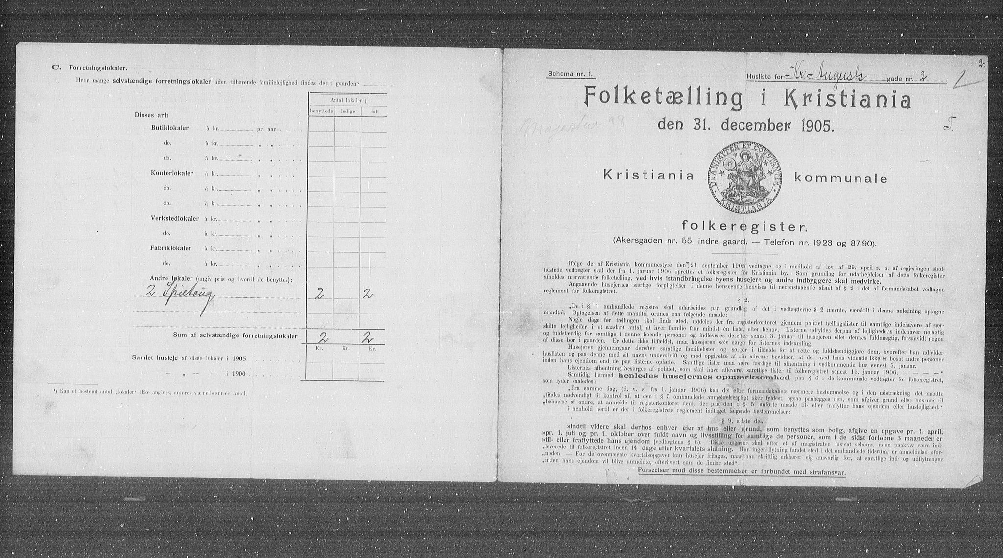 OBA, Municipal Census 1905 for Kristiania, 1905, p. 28458