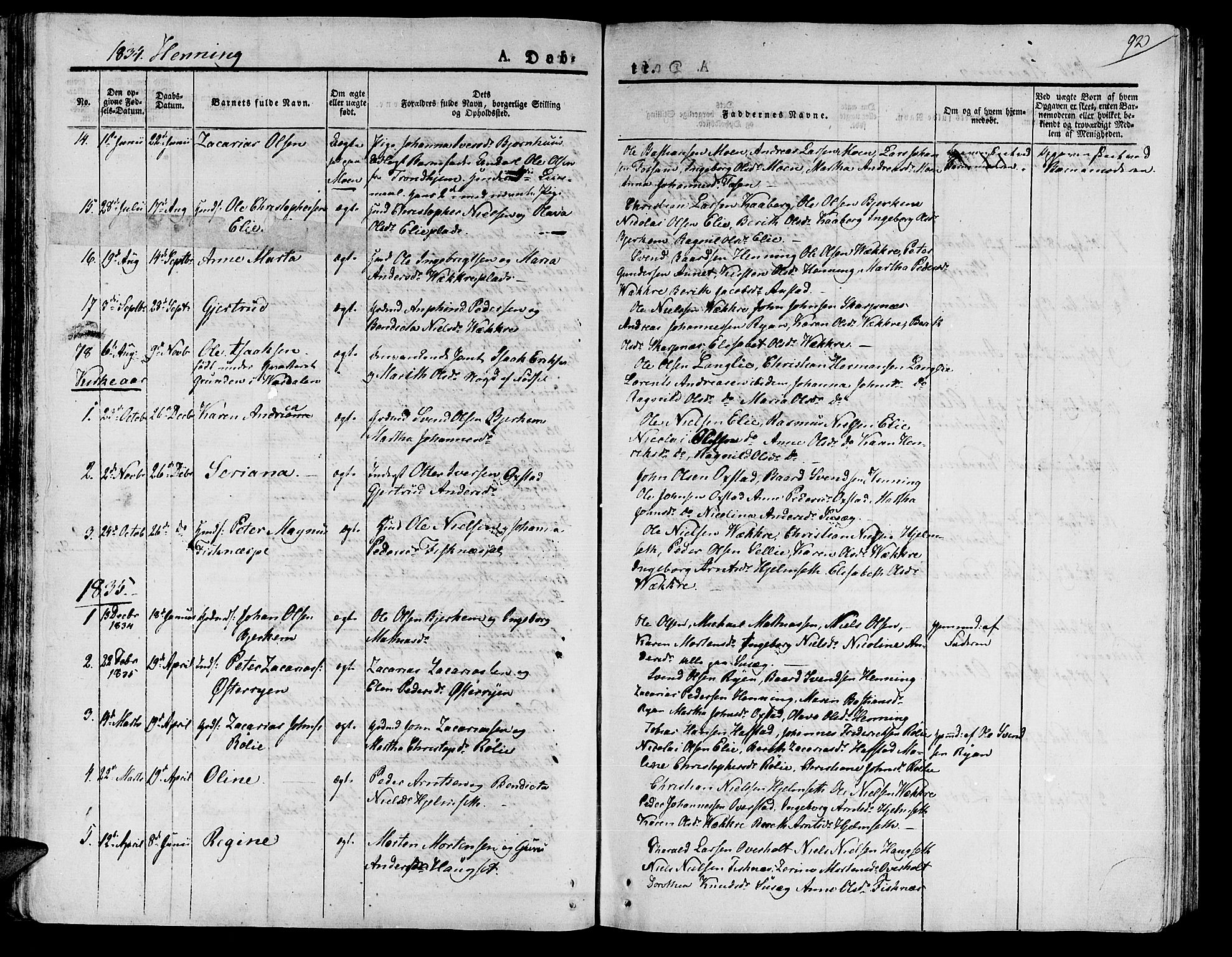 Ministerialprotokoller, klokkerbøker og fødselsregistre - Nord-Trøndelag, SAT/A-1458/735/L0336: Parish register (official) no. 735A05 /3, 1825-1835, p. 92