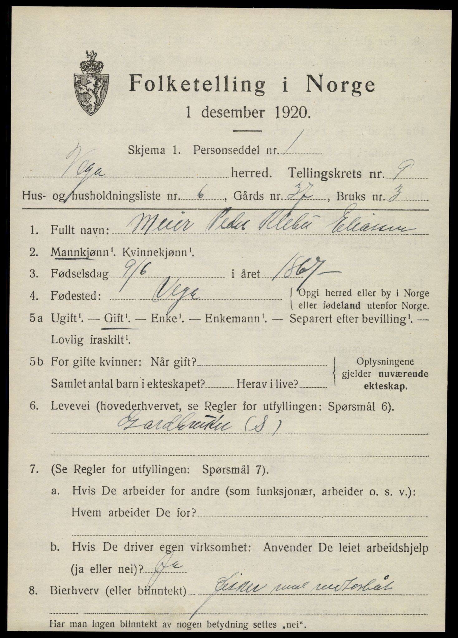 SAT, 1920 census for Vega, 1920, p. 4575