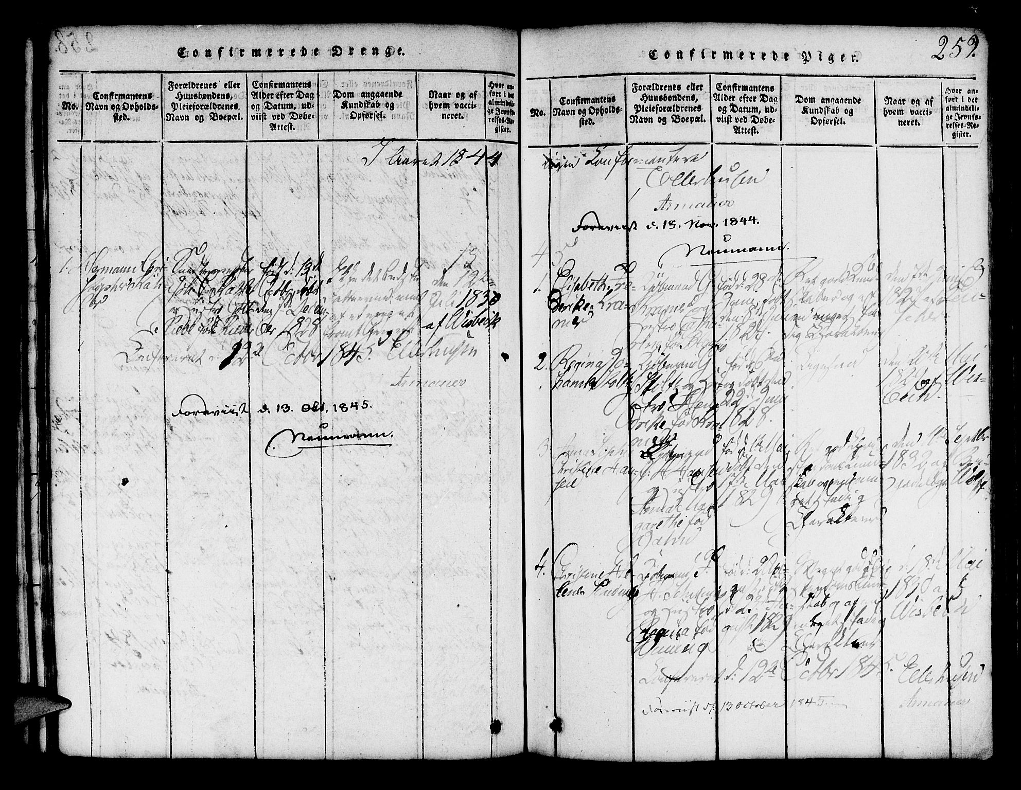 Mariakirken Sokneprestembete, SAB/A-76901/H/Hab/L0001: Parish register (copy) no. A 1, 1815-1846, p. 259