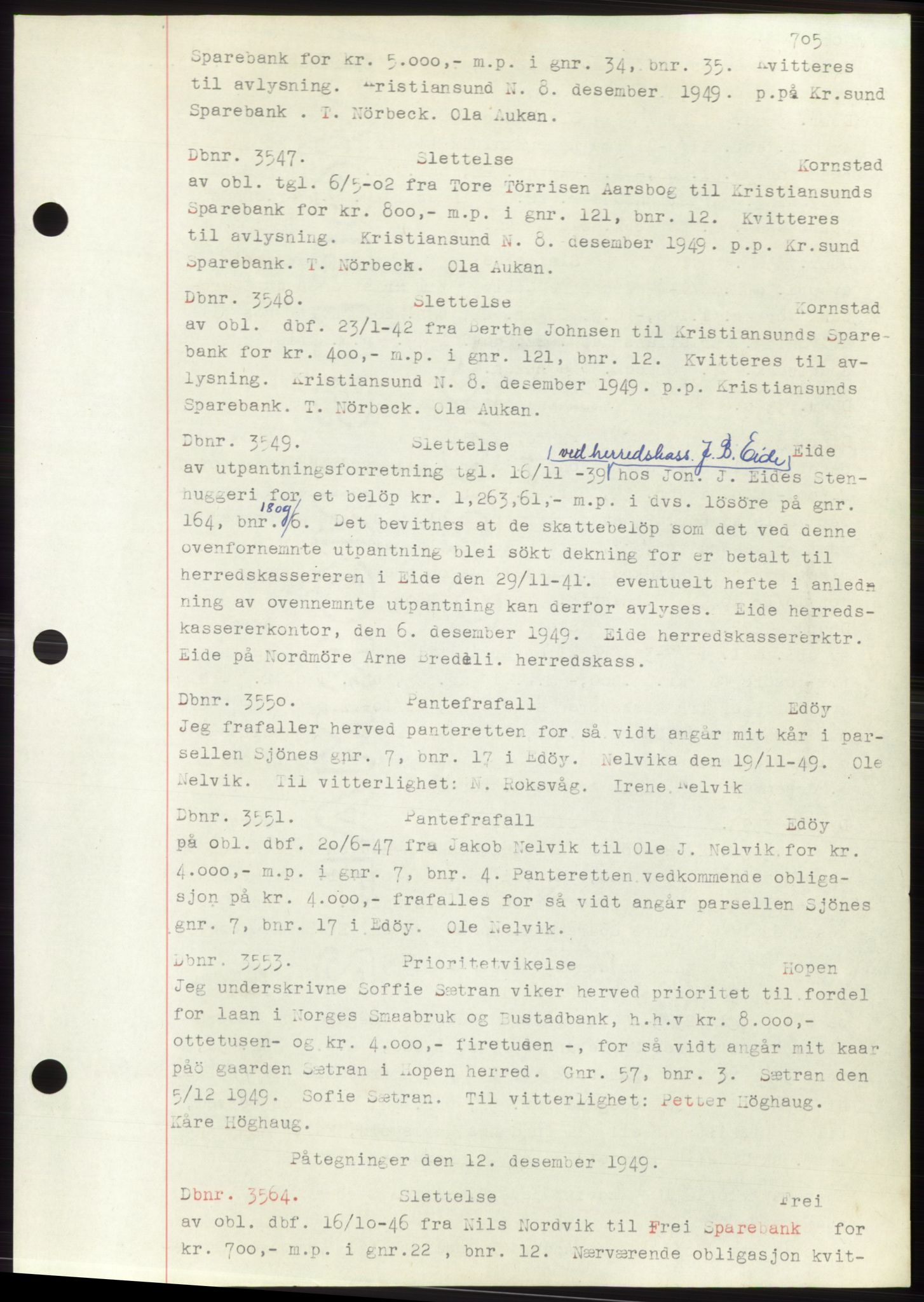 Nordmøre sorenskriveri, AV/SAT-A-4132/1/2/2Ca: Mortgage book no. C82b, 1946-1951, Diary no: : 3547/1949