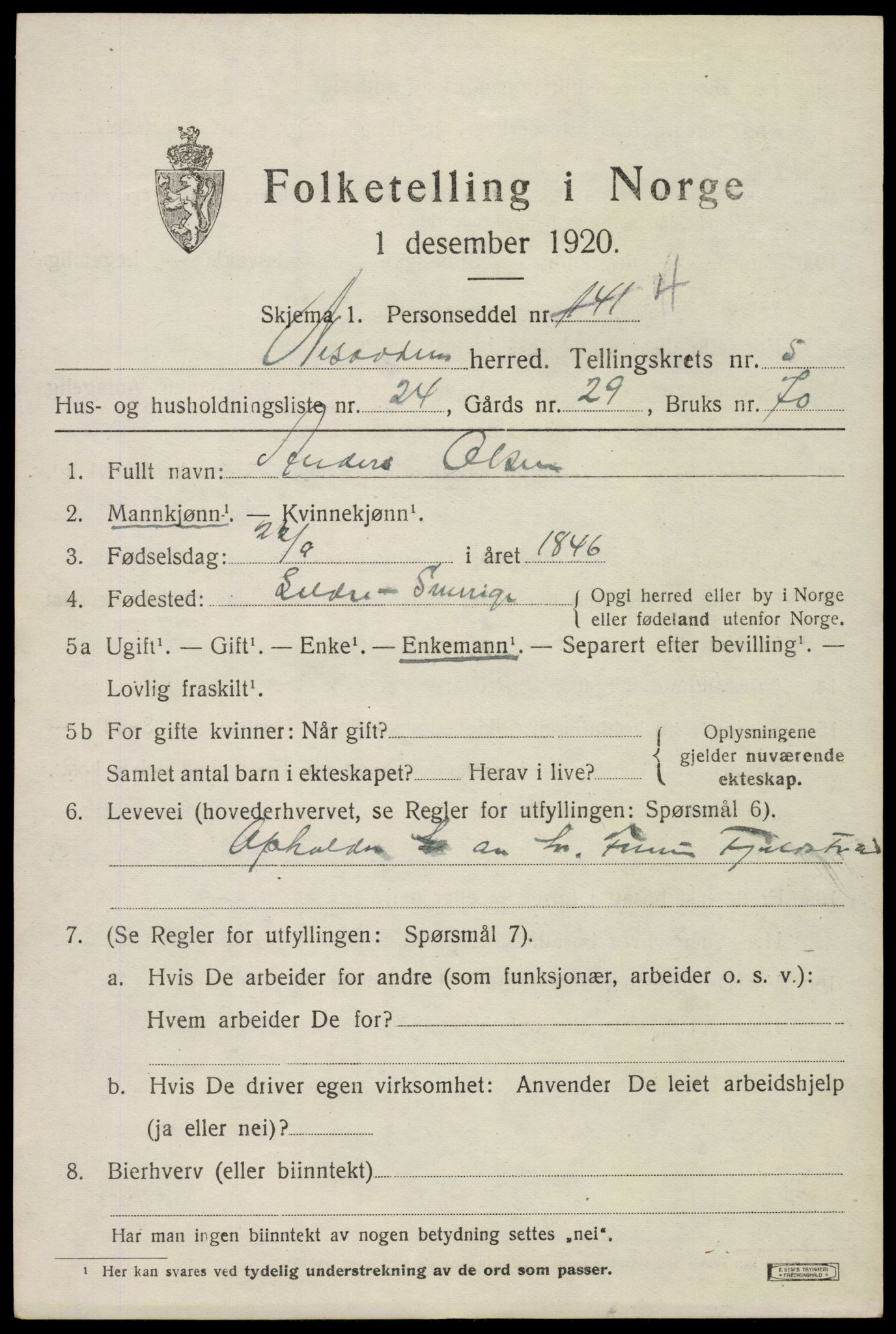 SAO, 1920 census for Nesodden, 1920, p. 4859