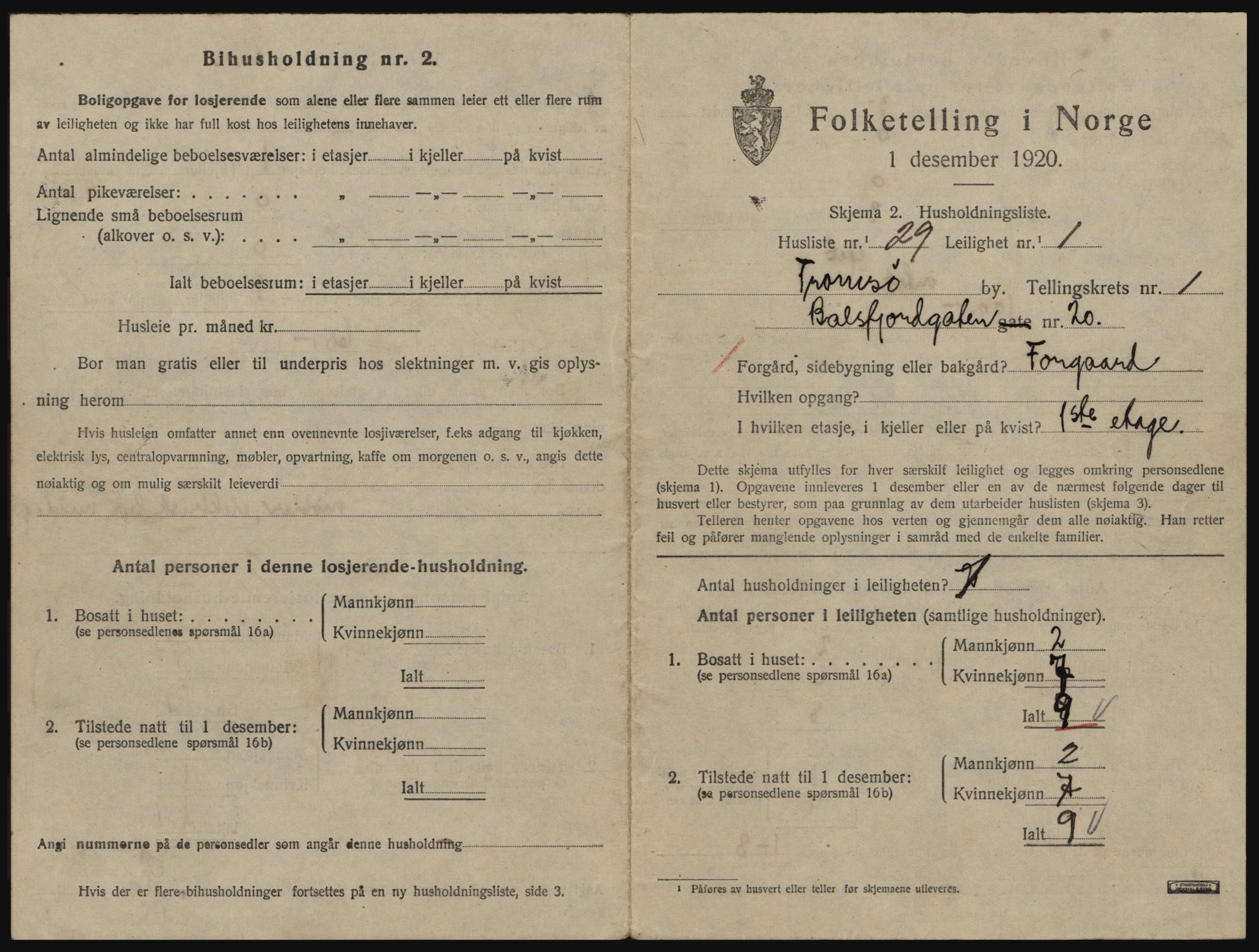 SATØ, 1920 census for Tromsø, 1920, p. 2503