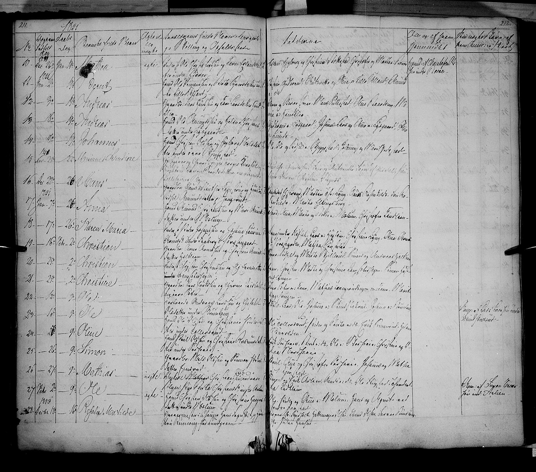 Fåberg prestekontor, SAH/PREST-086/H/Ha/Haa/L0005: Parish register (official) no. 5, 1836-1854, p. 211-212