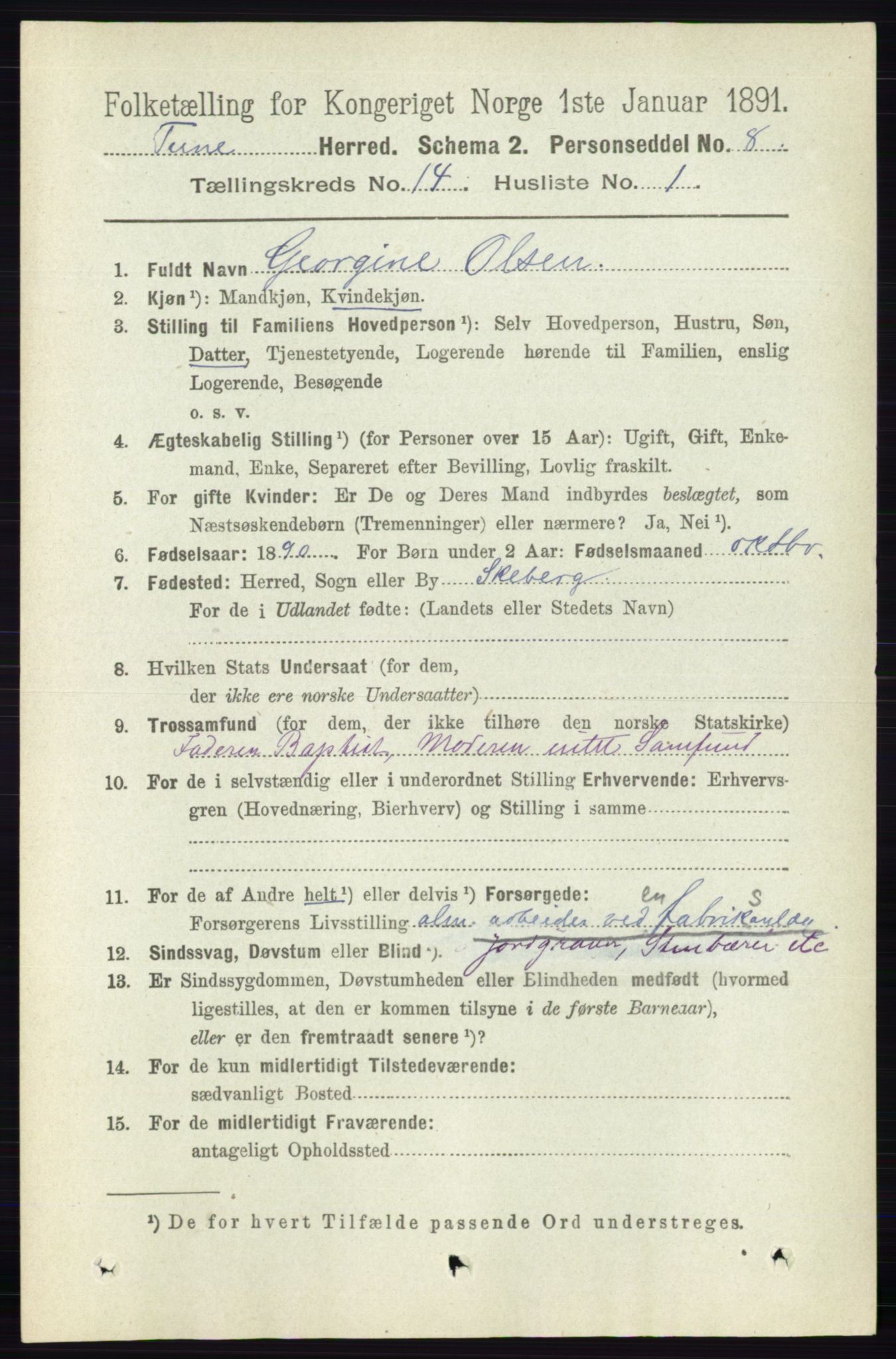 RA, 1891 census for 0130 Tune, 1891, p. 7931