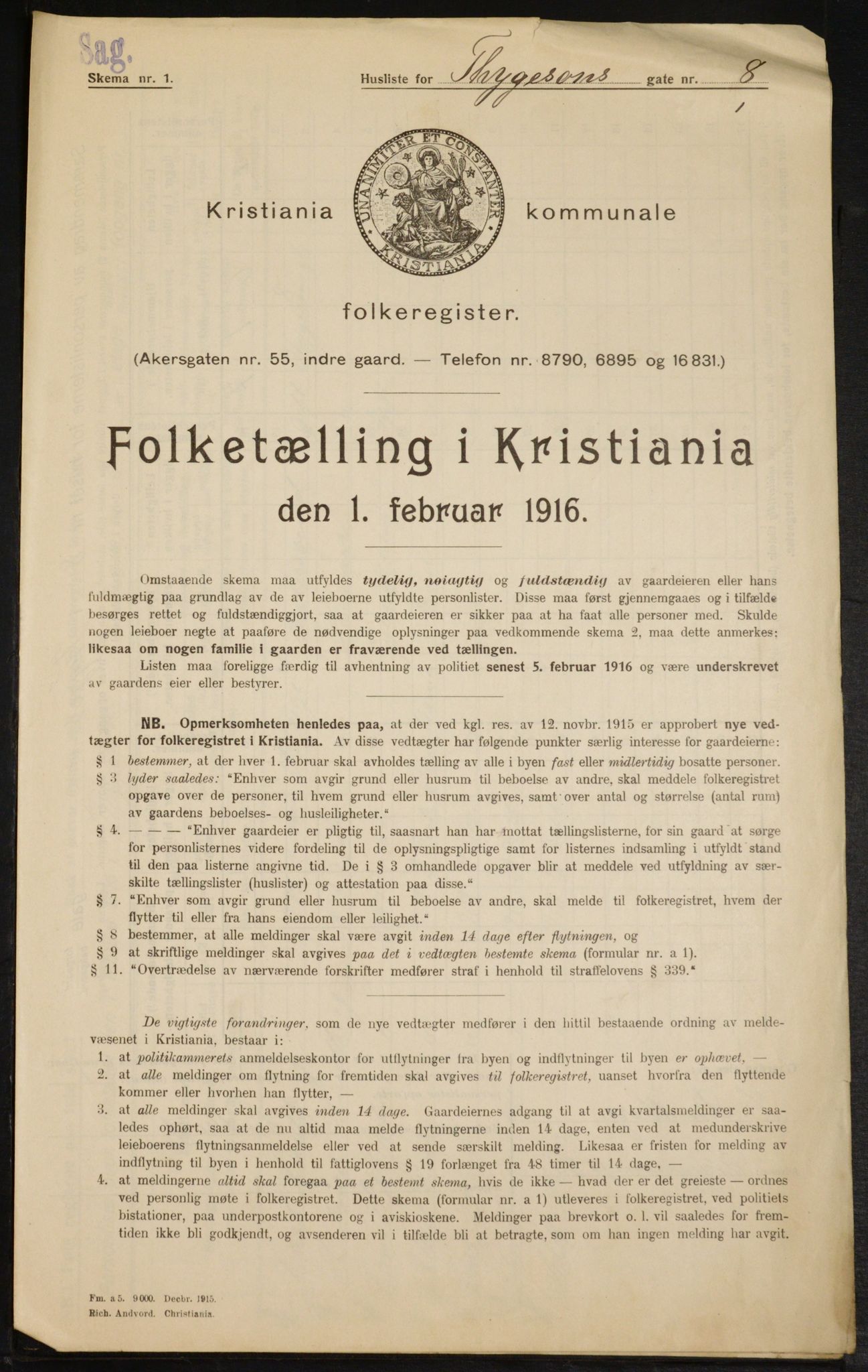 OBA, Municipal Census 1916 for Kristiania, 1916, p. 114613