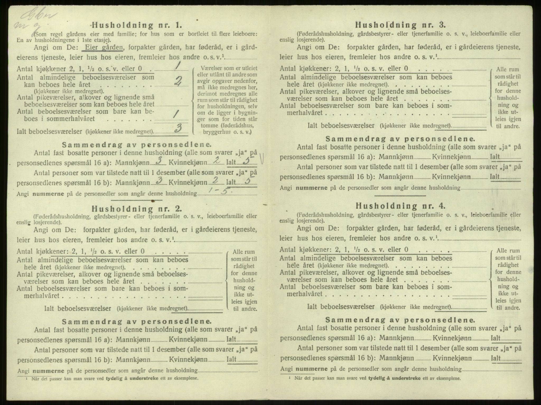 SAB, 1920 census for Hosanger, 1920, p. 101