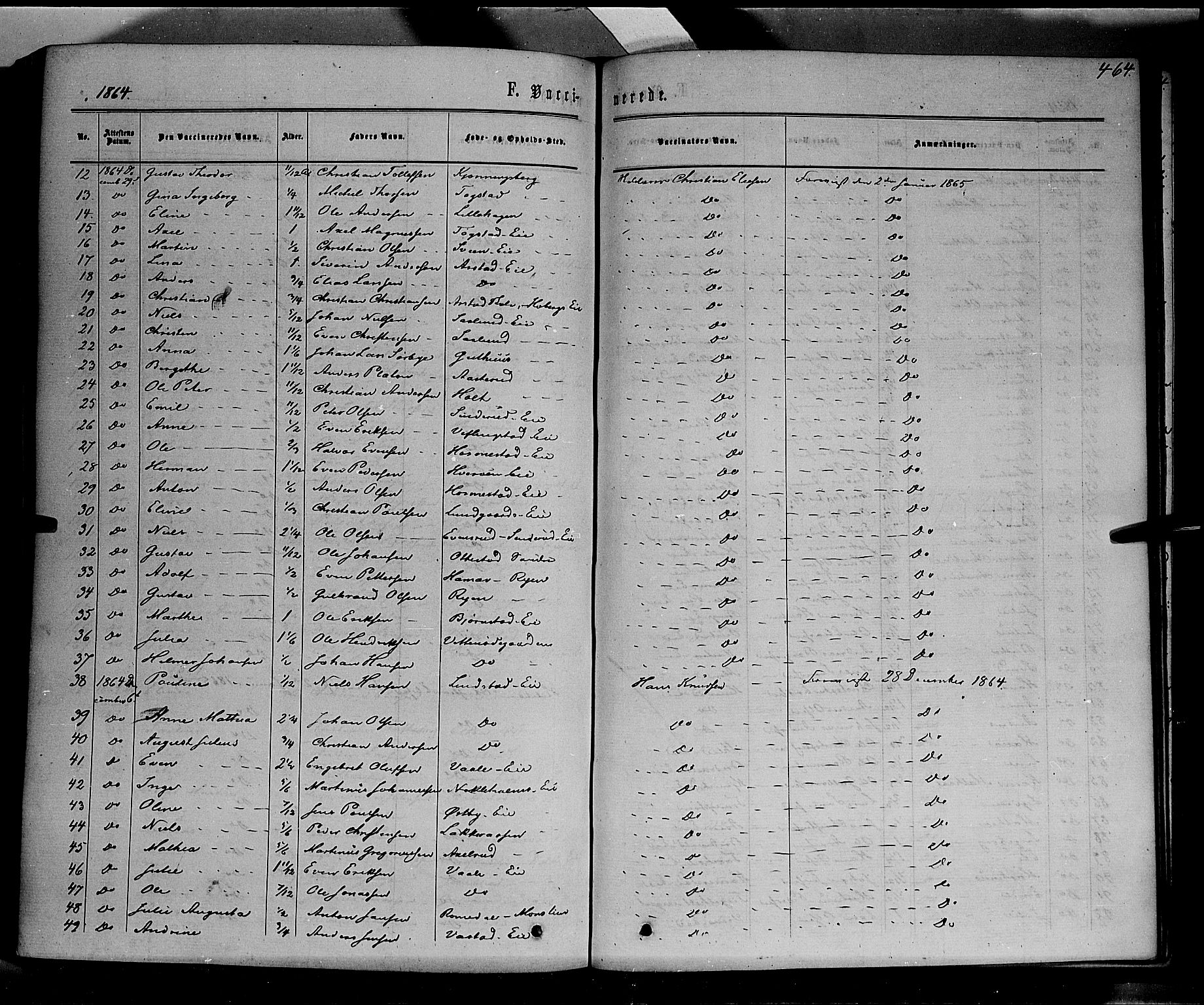 Stange prestekontor, AV/SAH-PREST-002/K/L0013: Parish register (official) no. 13, 1862-1879, p. 464