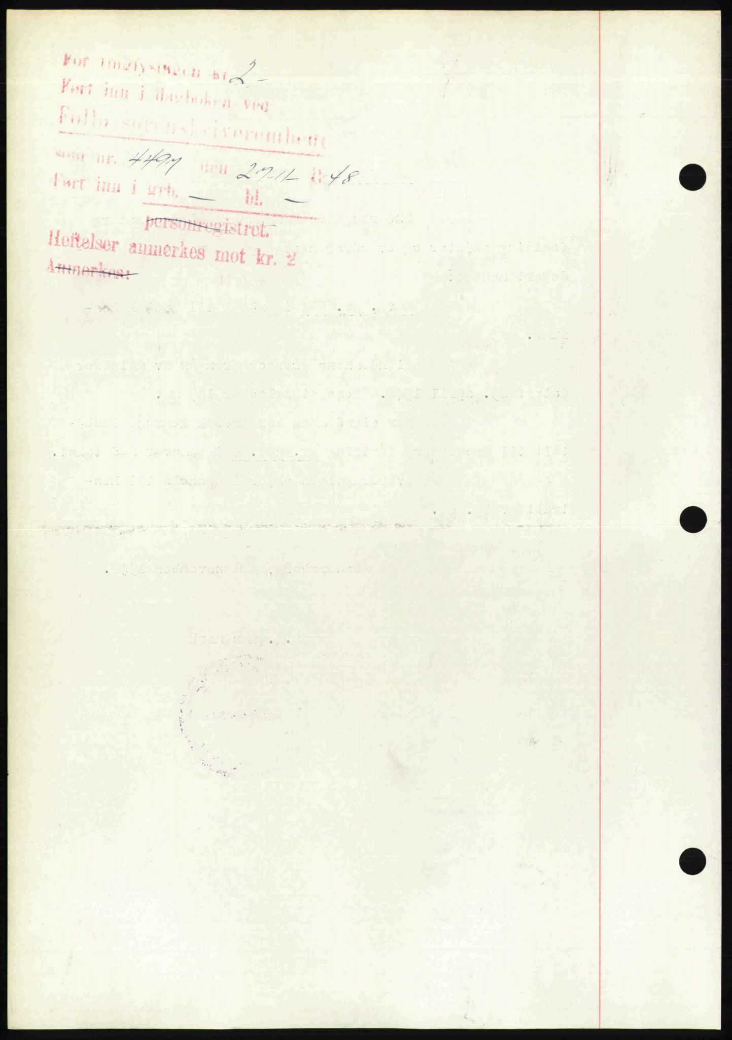 Follo sorenskriveri, SAO/A-10274/G/Ga/Gaa/L0085: Mortgage book no. I 85, 1948-1948, Diary no: : 4497/1948
