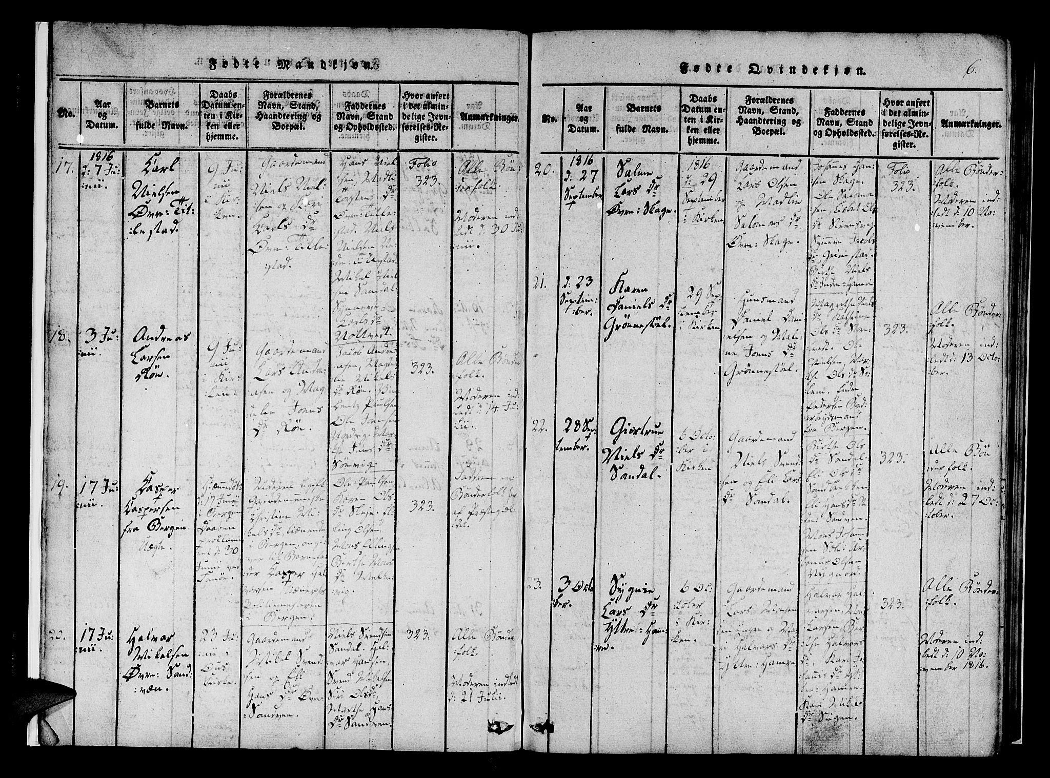 Fana Sokneprestembete, AV/SAB-A-75101/H/Haa/Haaa/L0007: Parish register (official) no. A 7, 1816-1828, p. 6